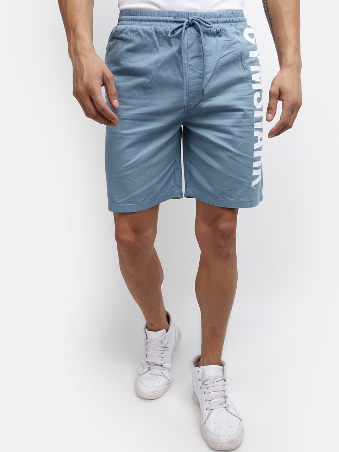 

V-Mart Men Typography Printed Cotton Shorts, Blue