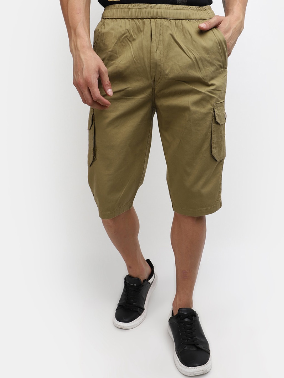 

V-Mart Men 3/4th Twill Cotton Cargo Shorts, Khaki