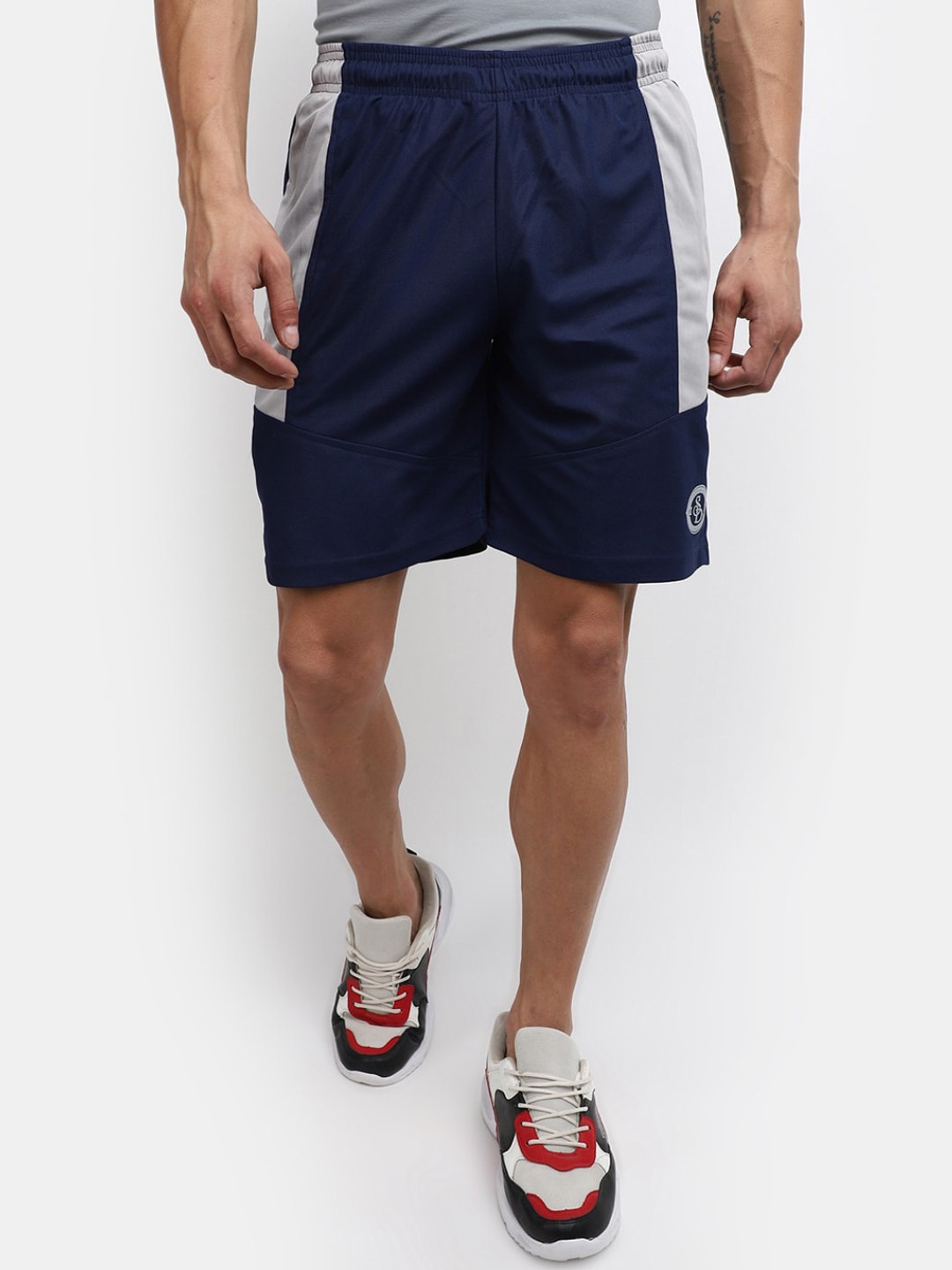 

V-Mart Men Colourblocked Sports Shorts, Navy blue