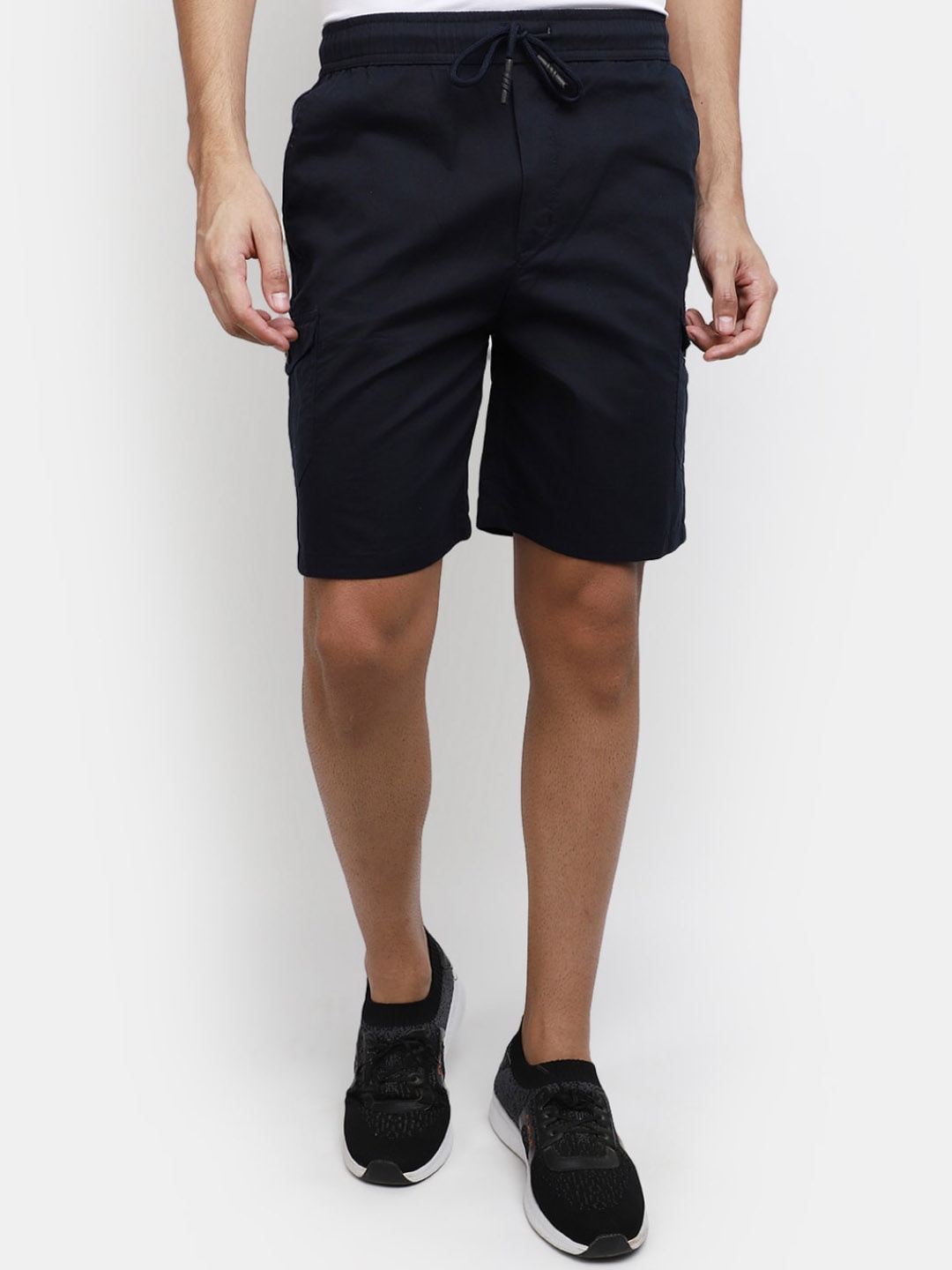 

V-Mart Men Mid-Rise Twill Cotton Shorts, Navy blue