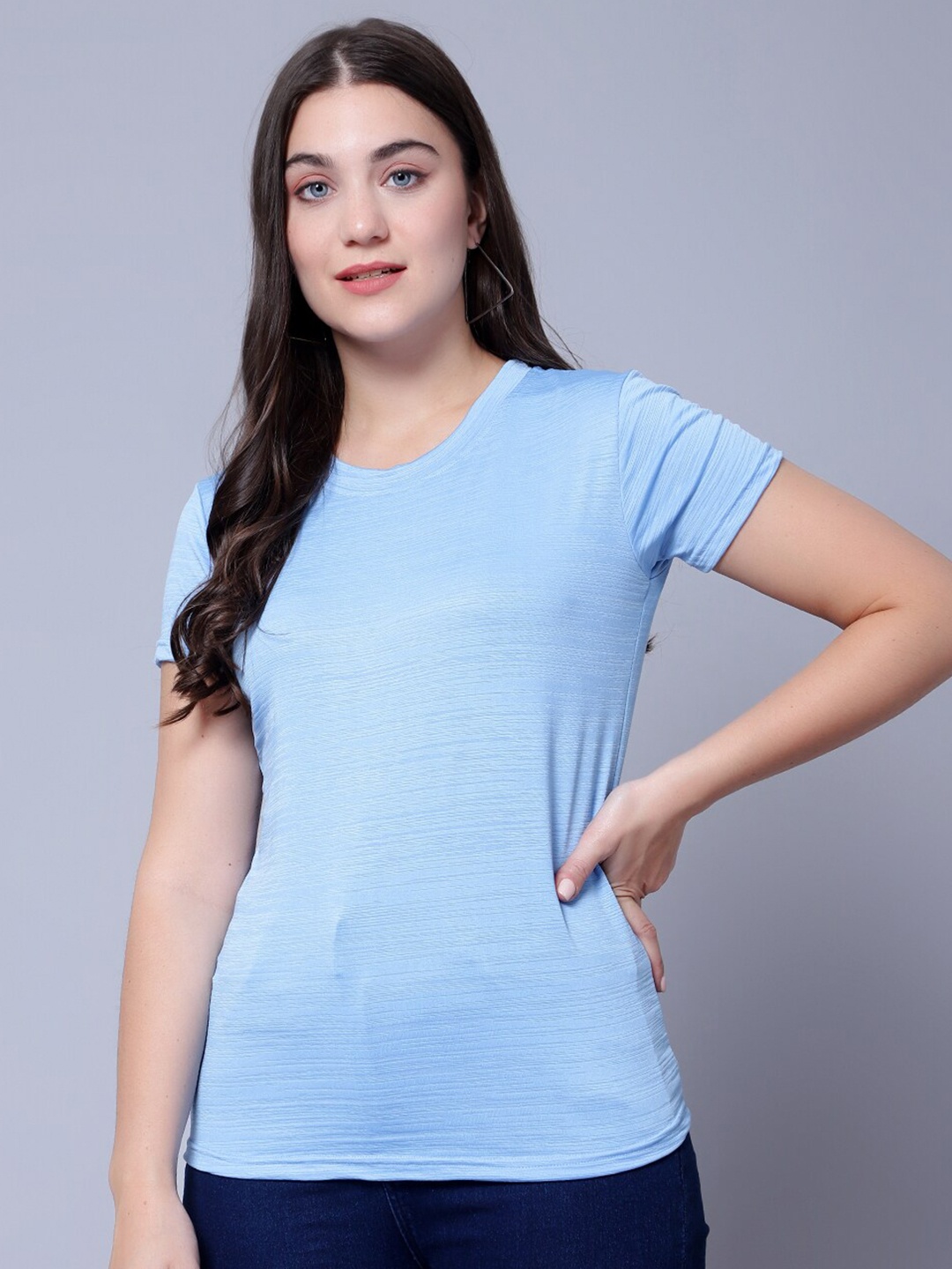 

DIAZ Women Round Neck T-shirt, Blue