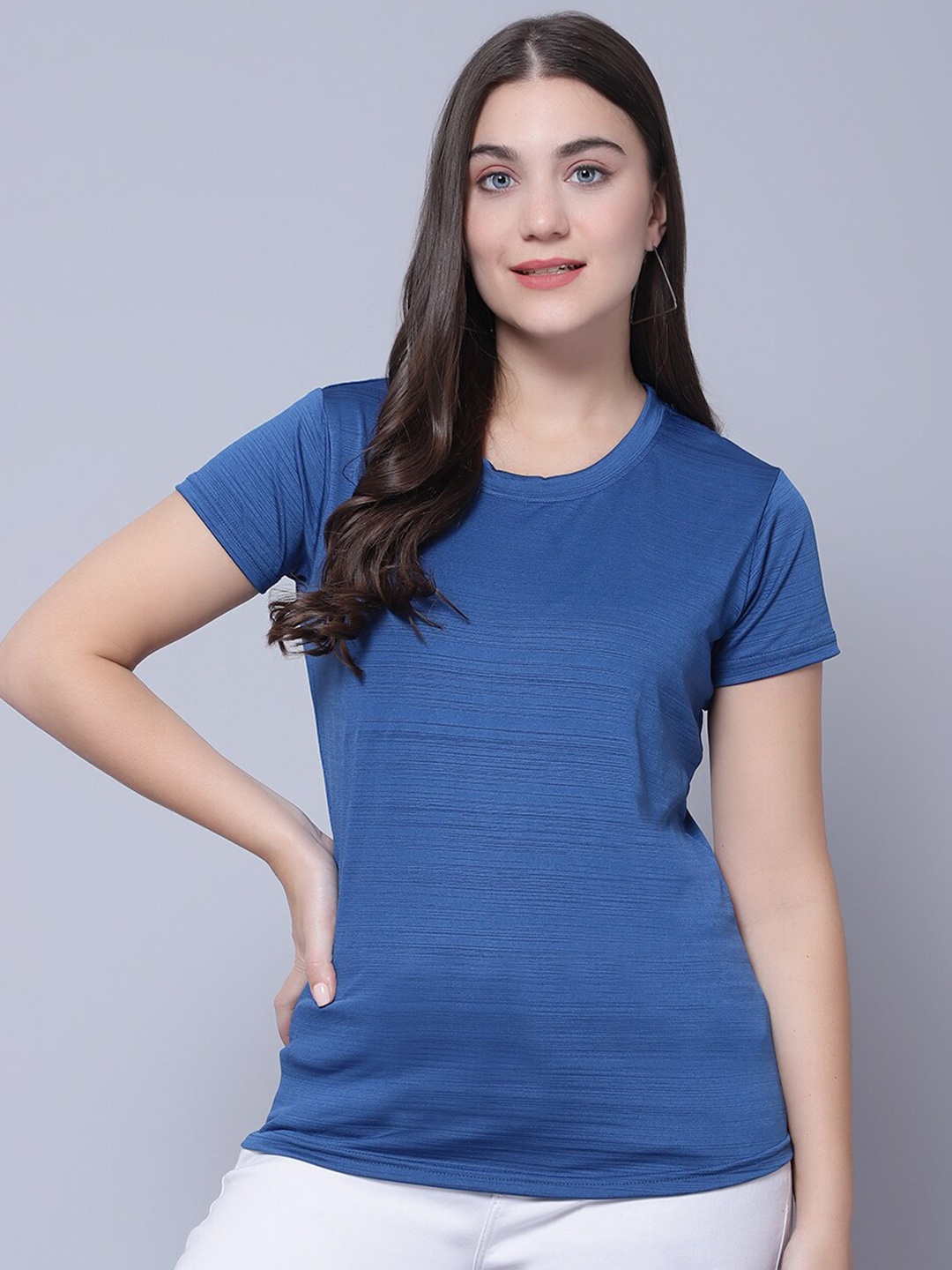 

DIAZ Women Round Neck T-shirt, Blue