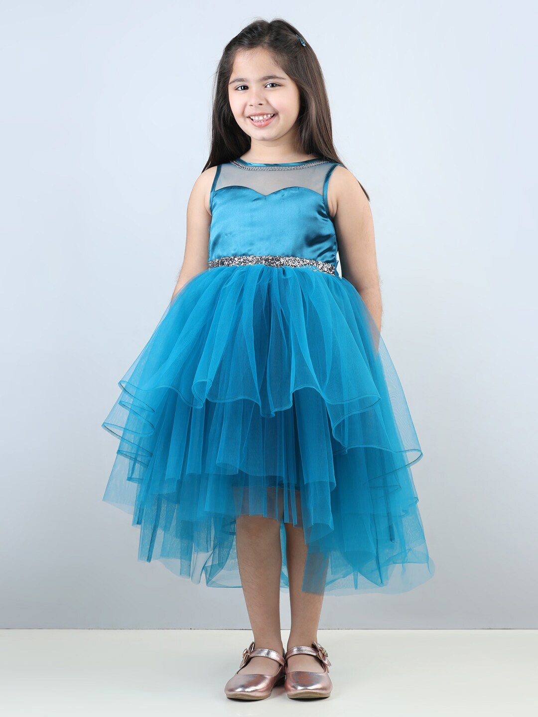 

Toy Balloon kids Girls Net Fit & Flare Midi Dress, Teal