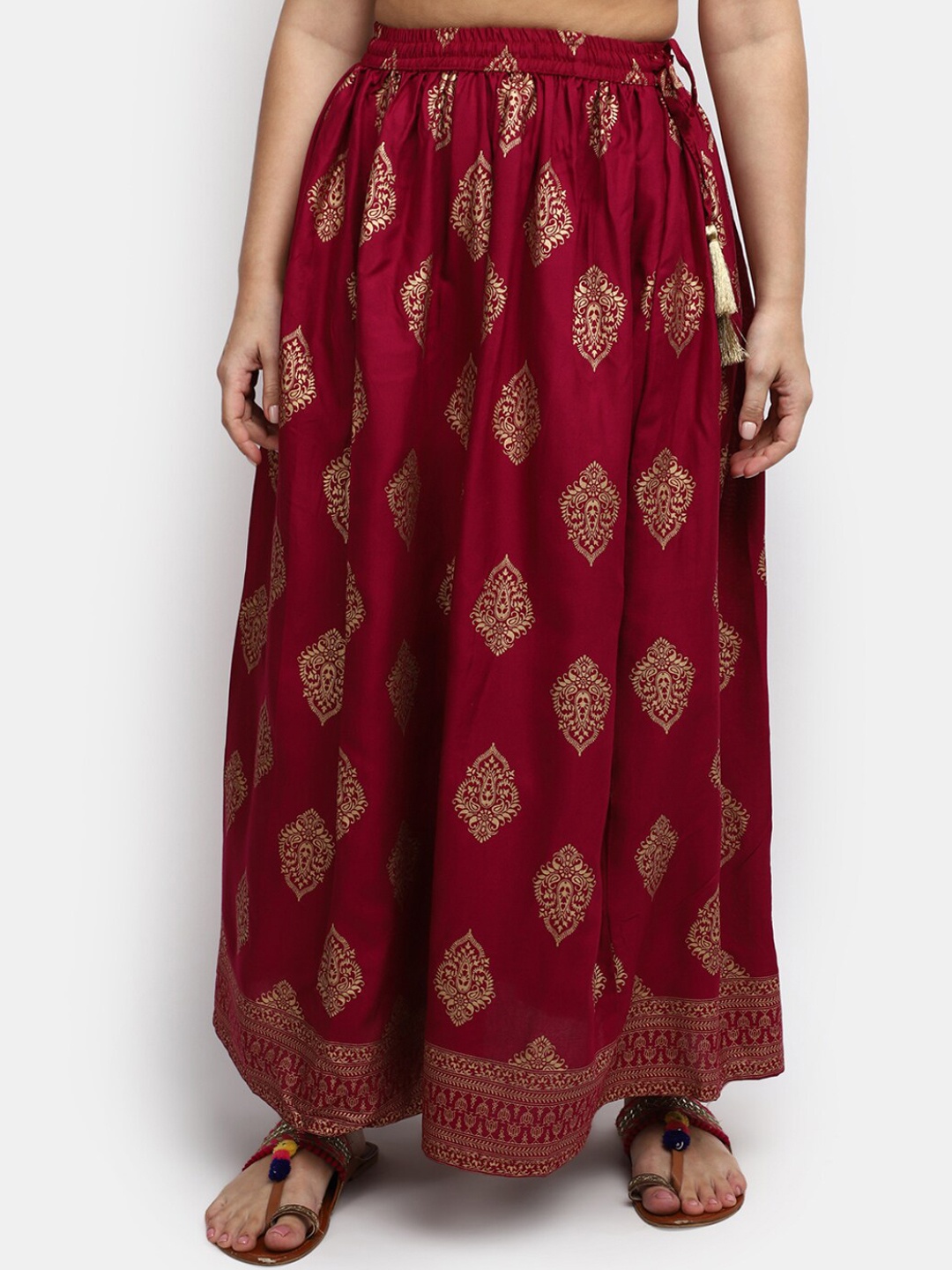 

V-Mart Women Ethnic Motifs Printed Maxi Straight Skirt, Fuchsia