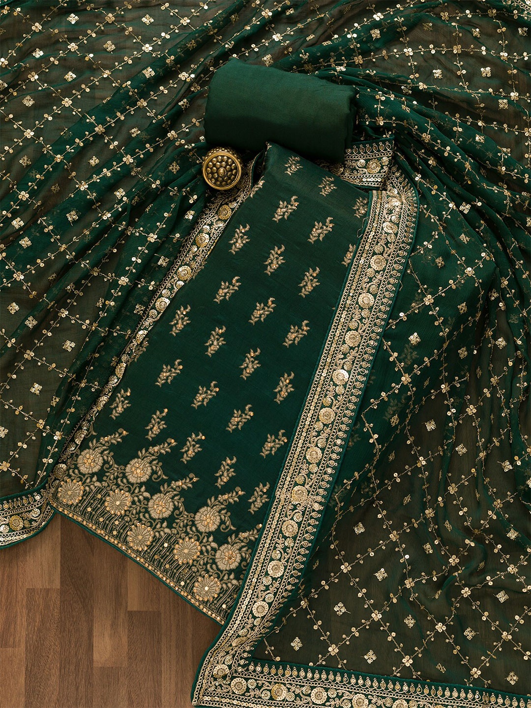 

Koskii Unstitched Dress Material, Green