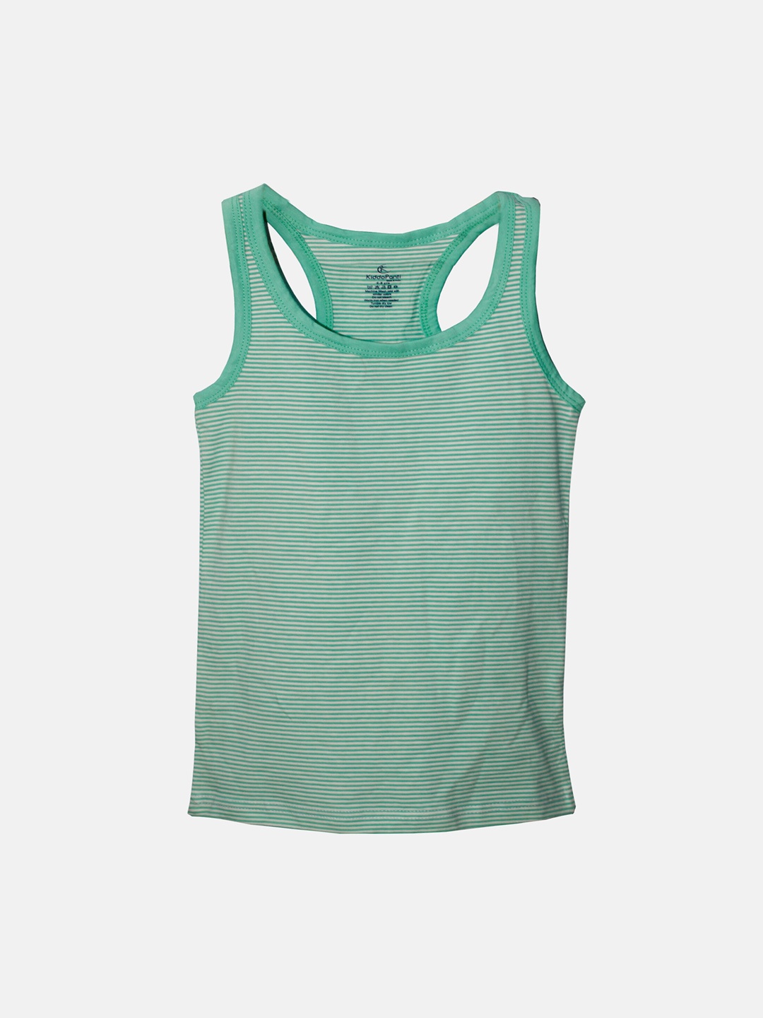 

KiddoPanti Girls Striped Pure Cotton Tank Top, Green