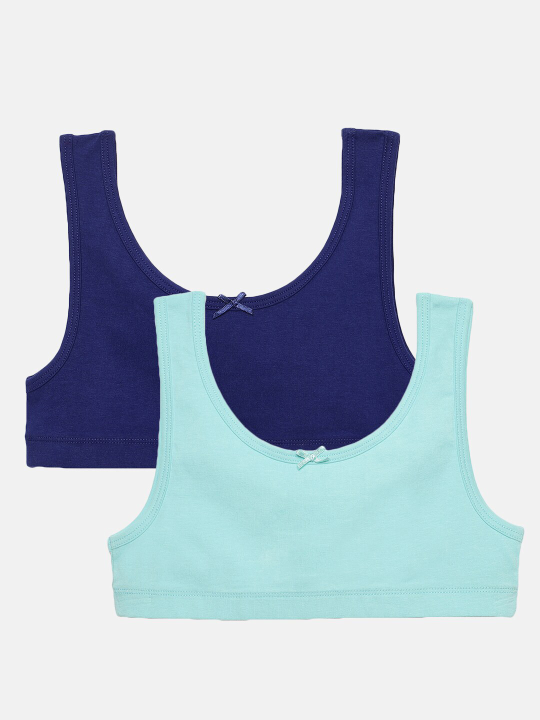 

mackly Girls Pack Of 2 Full Coverage All Day Comfort Seamless Beginners Bra, Navy blue