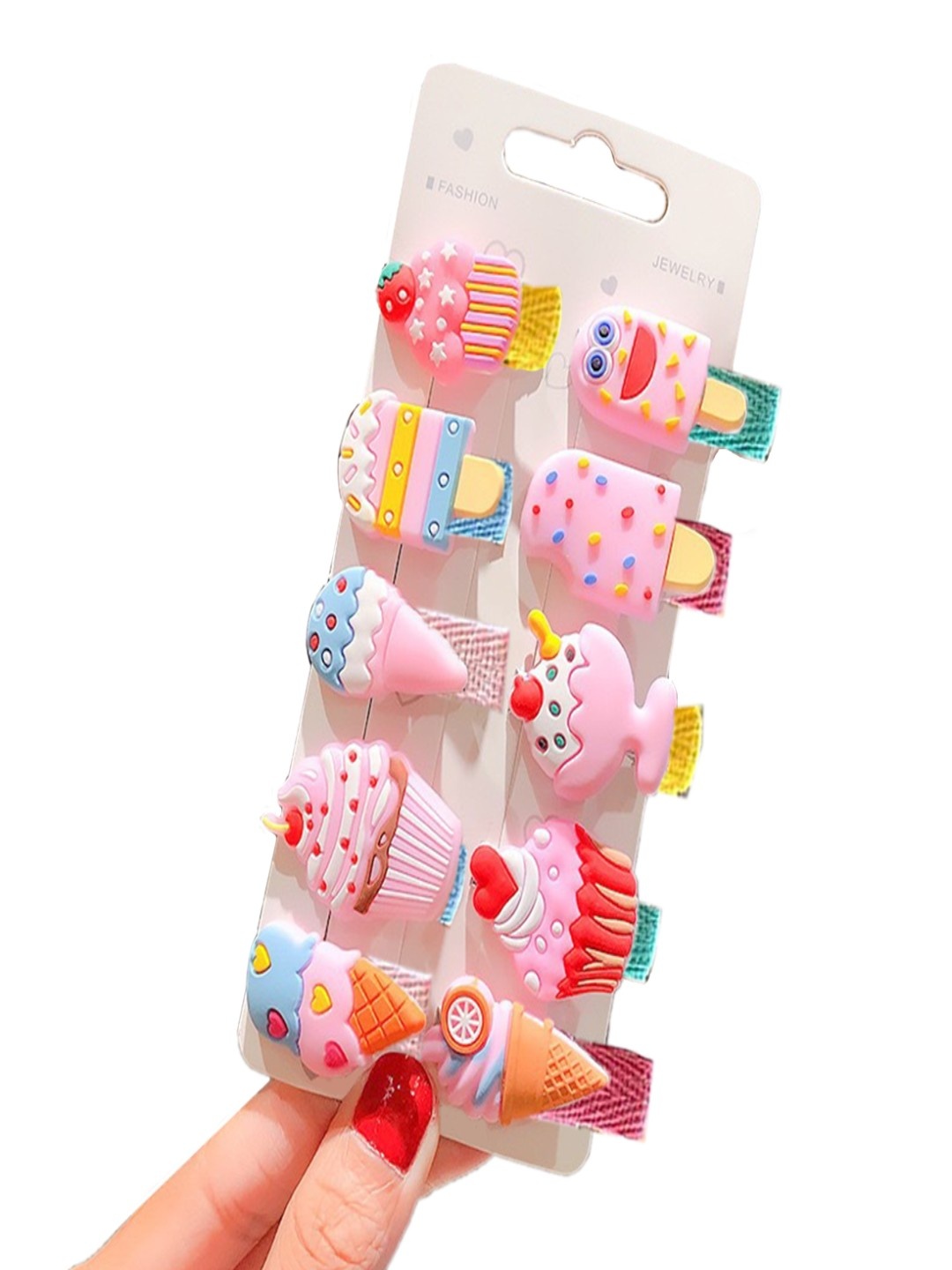 

Babymoon Girls Set Of 10 Alligator Hair Clips, Pink