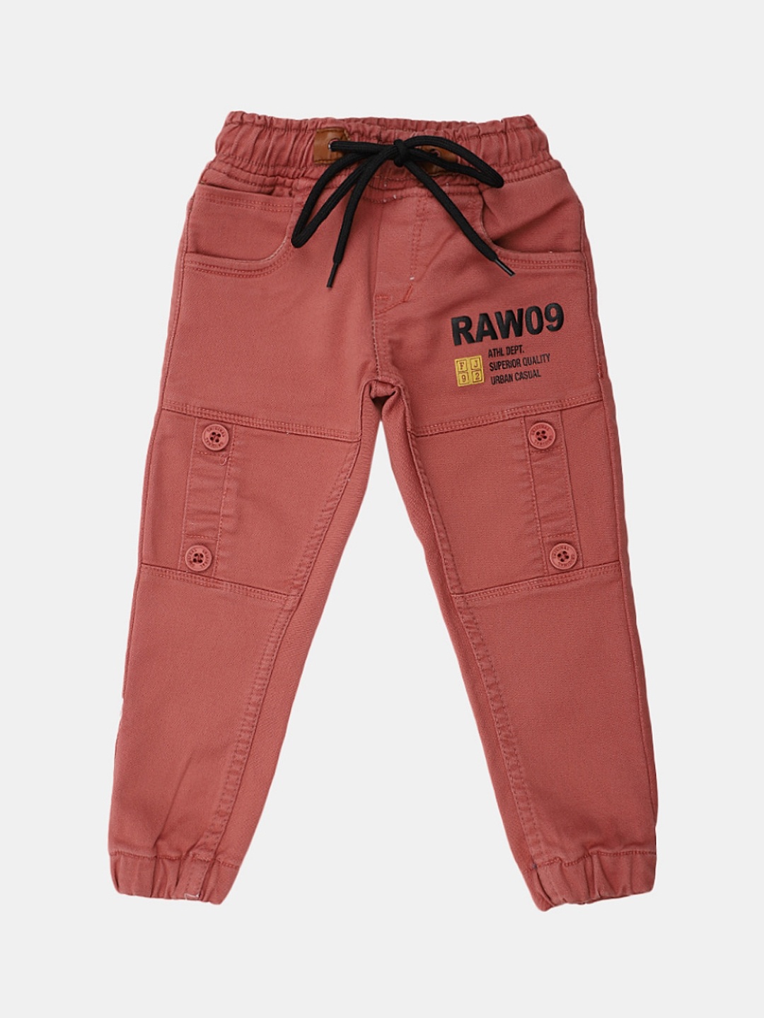 

V-Mart Boys Mid-Rise Easy Wash Cotton Joggers, Rust
