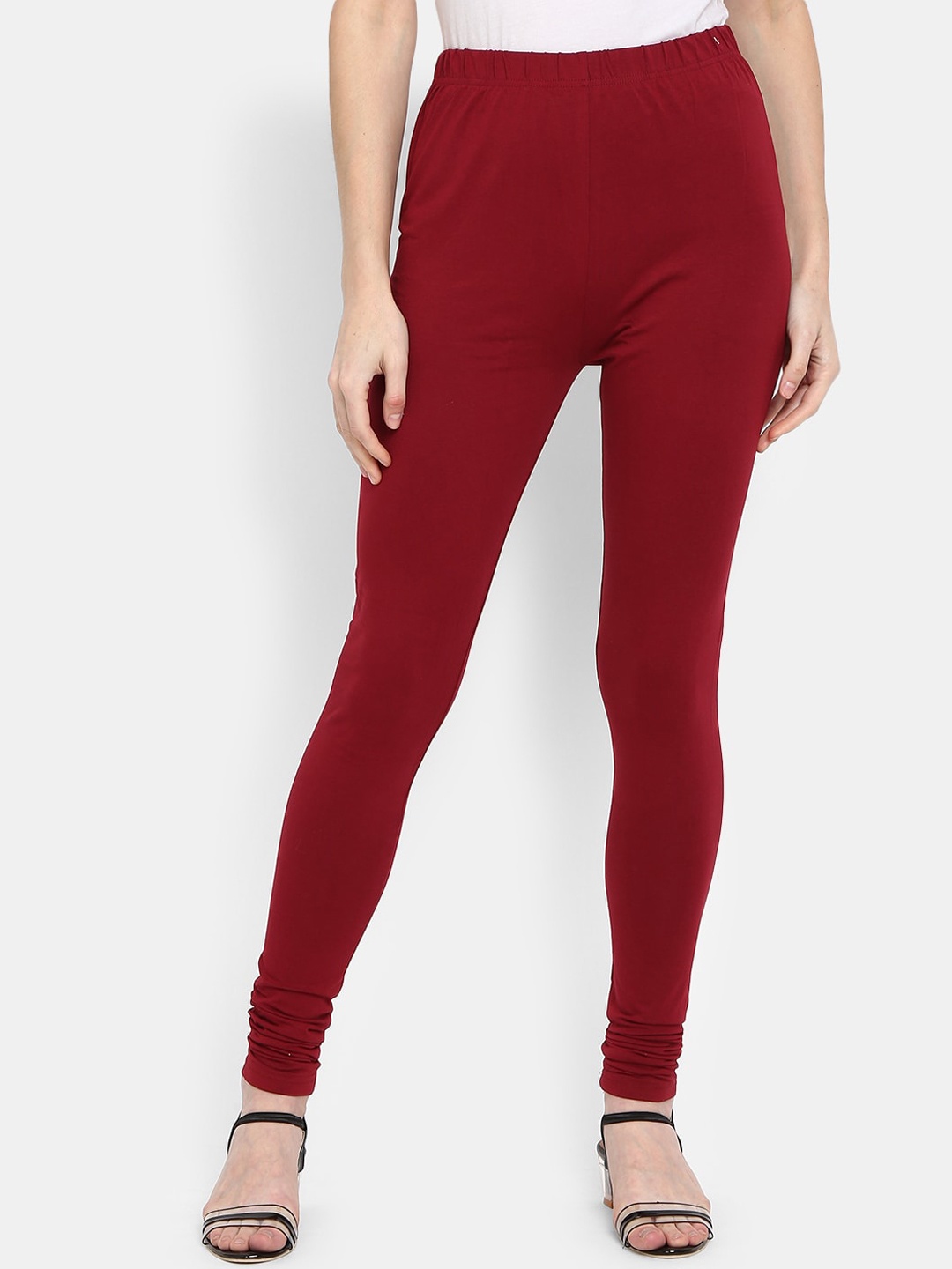 

V-Mart Women Churidar-Length Cotton Lycra Leggings, Maroon
