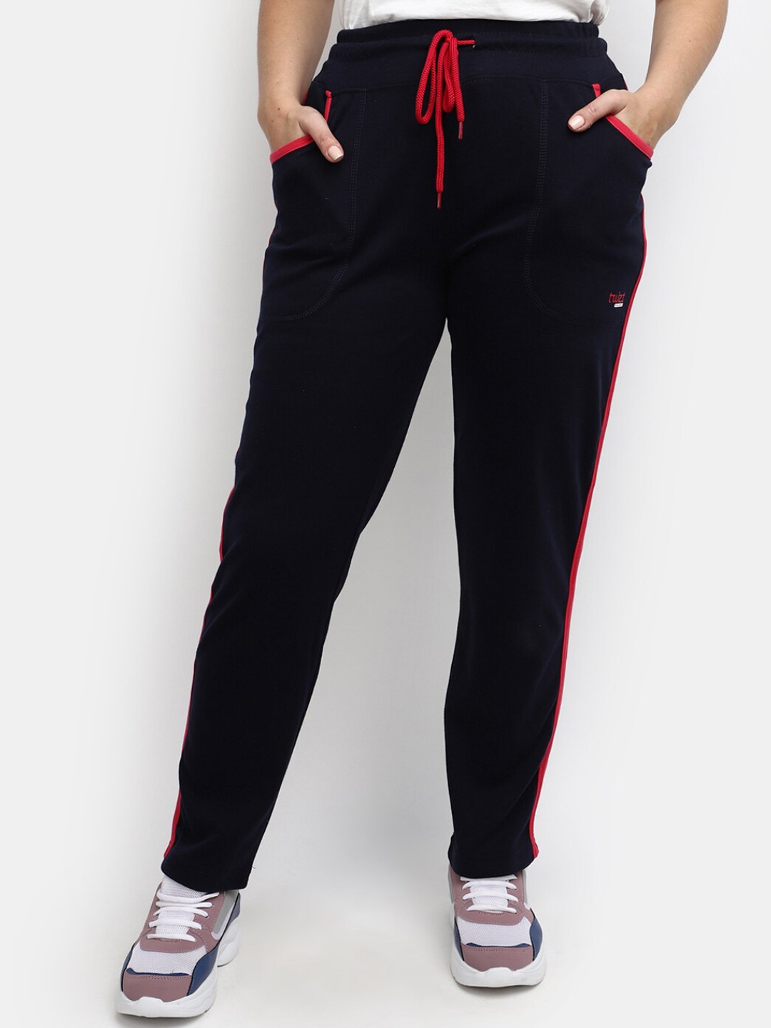 

V-Mart Women Mid-Rise Casual Joggers, Navy blue