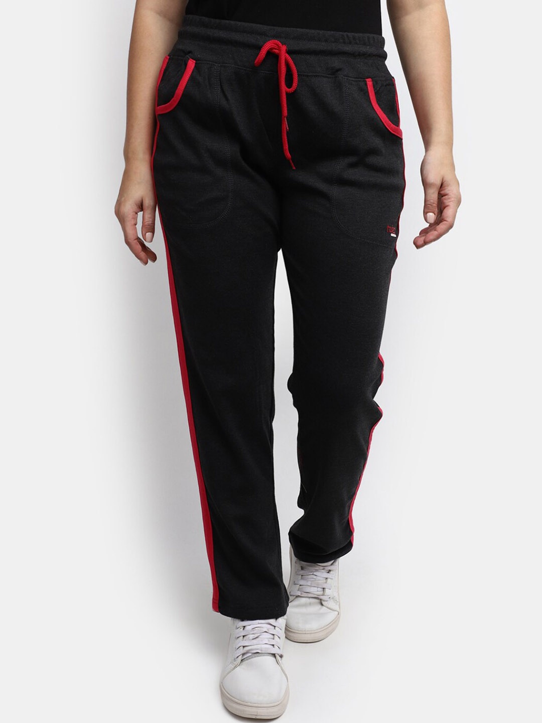 

V-Mart Women Mid-Rise Cotton Track Pants, Black