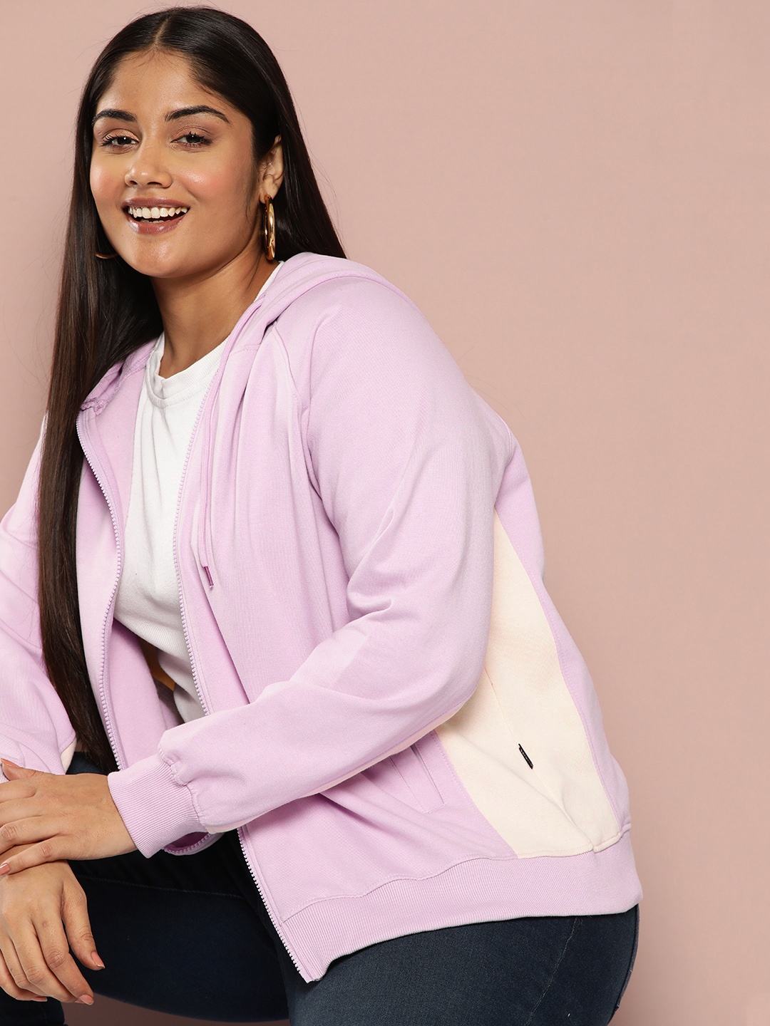 

Sztori Plus Size Colourblocked Hooded Sweatshirt, Lavender