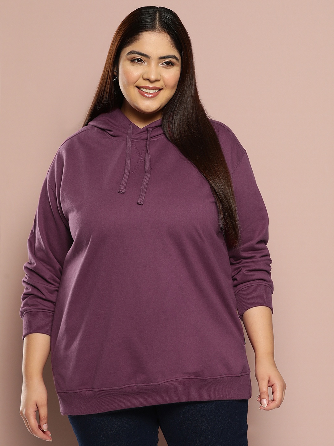 

Sztori Plus Size Hooded Sweatshirt, Burgundy