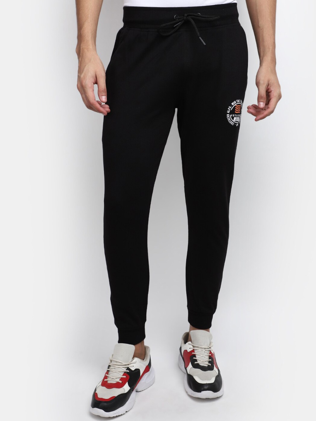 

V-Mart Men Mid-Rise Cotton Joggers, Black