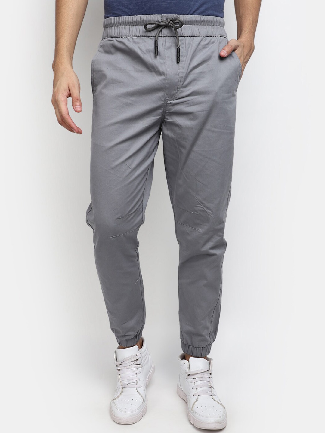 

V-Mart Men Mid-Rise Cotton Joggers, Grey