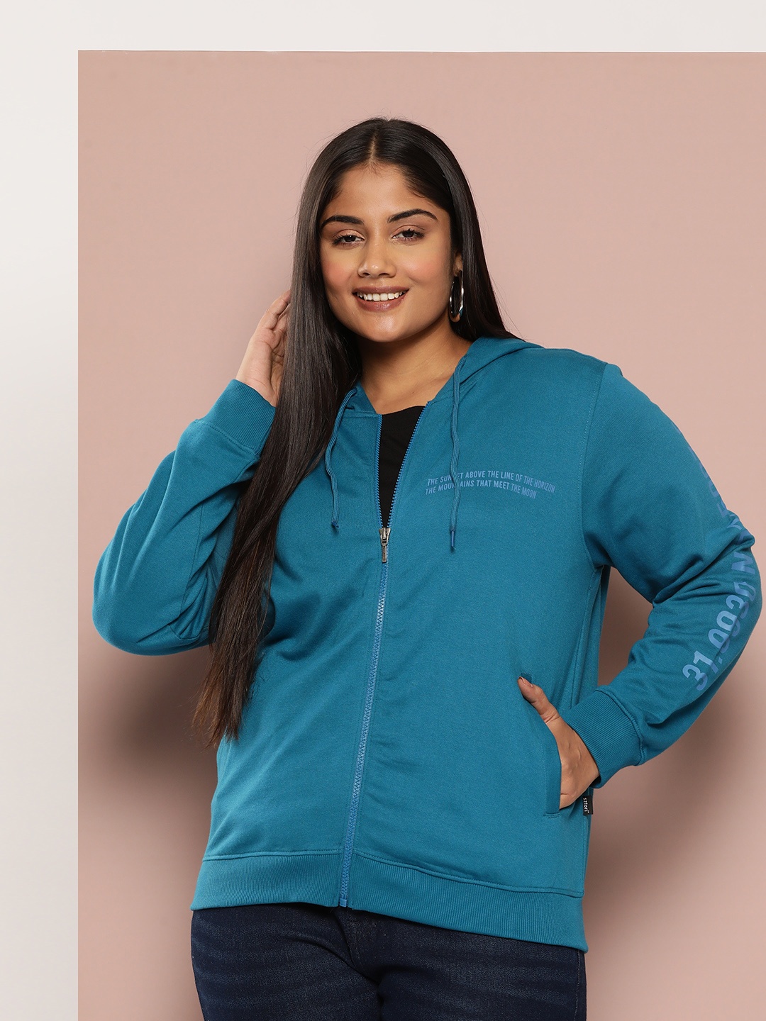 

Sztori Plus Size Hooded Sweatshirt, Teal