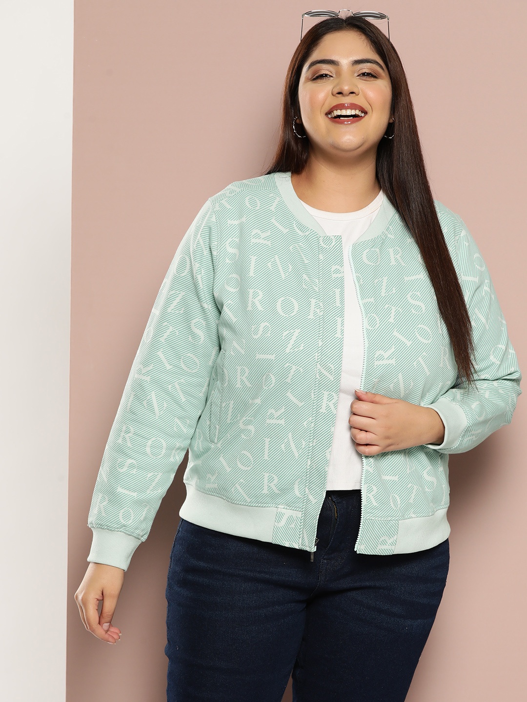 

Sztori Plus Size Printed Sweatshirt, Blue