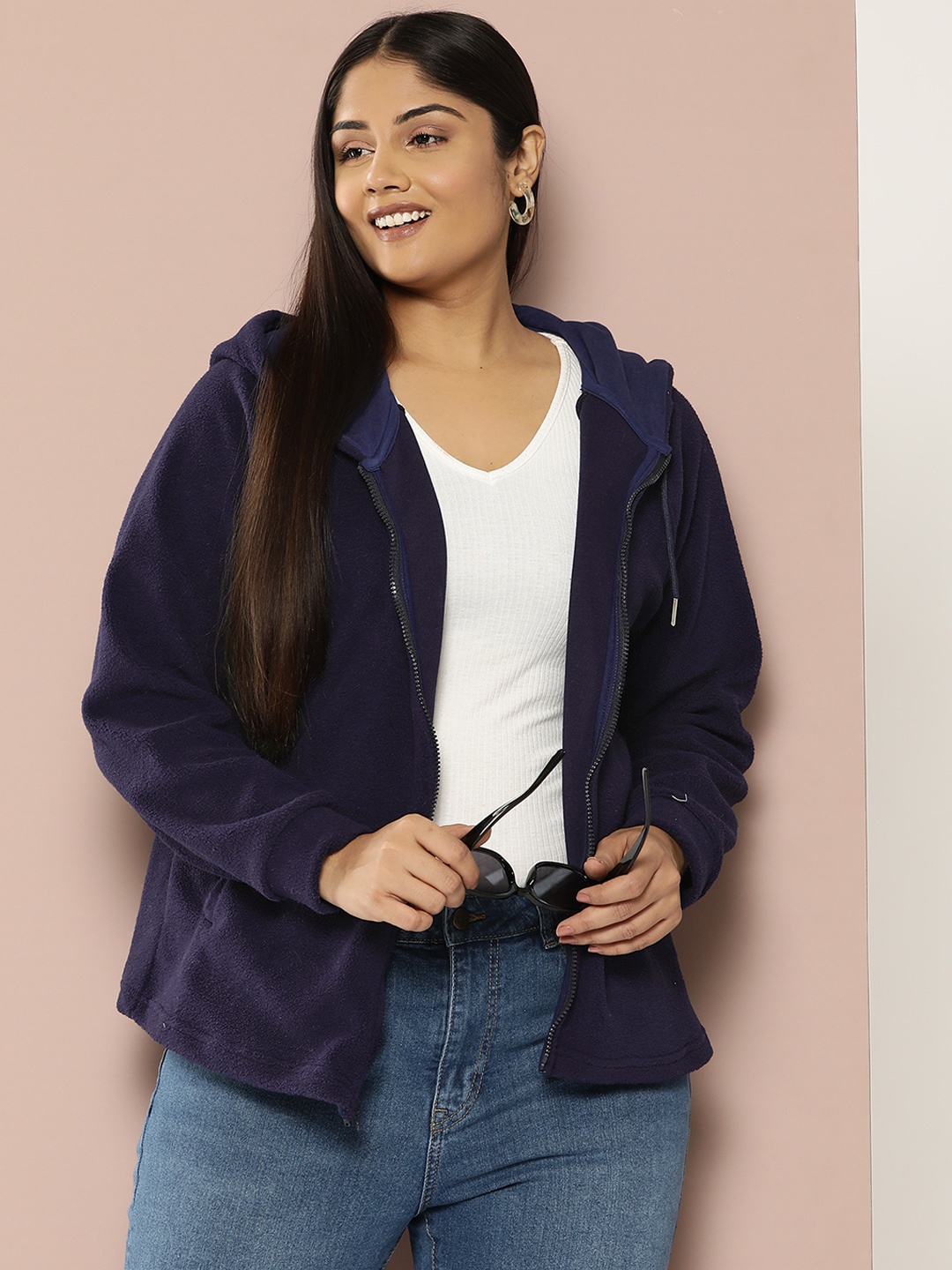 

Sztori Plus Size Hooded Sweatshirt, Navy blue