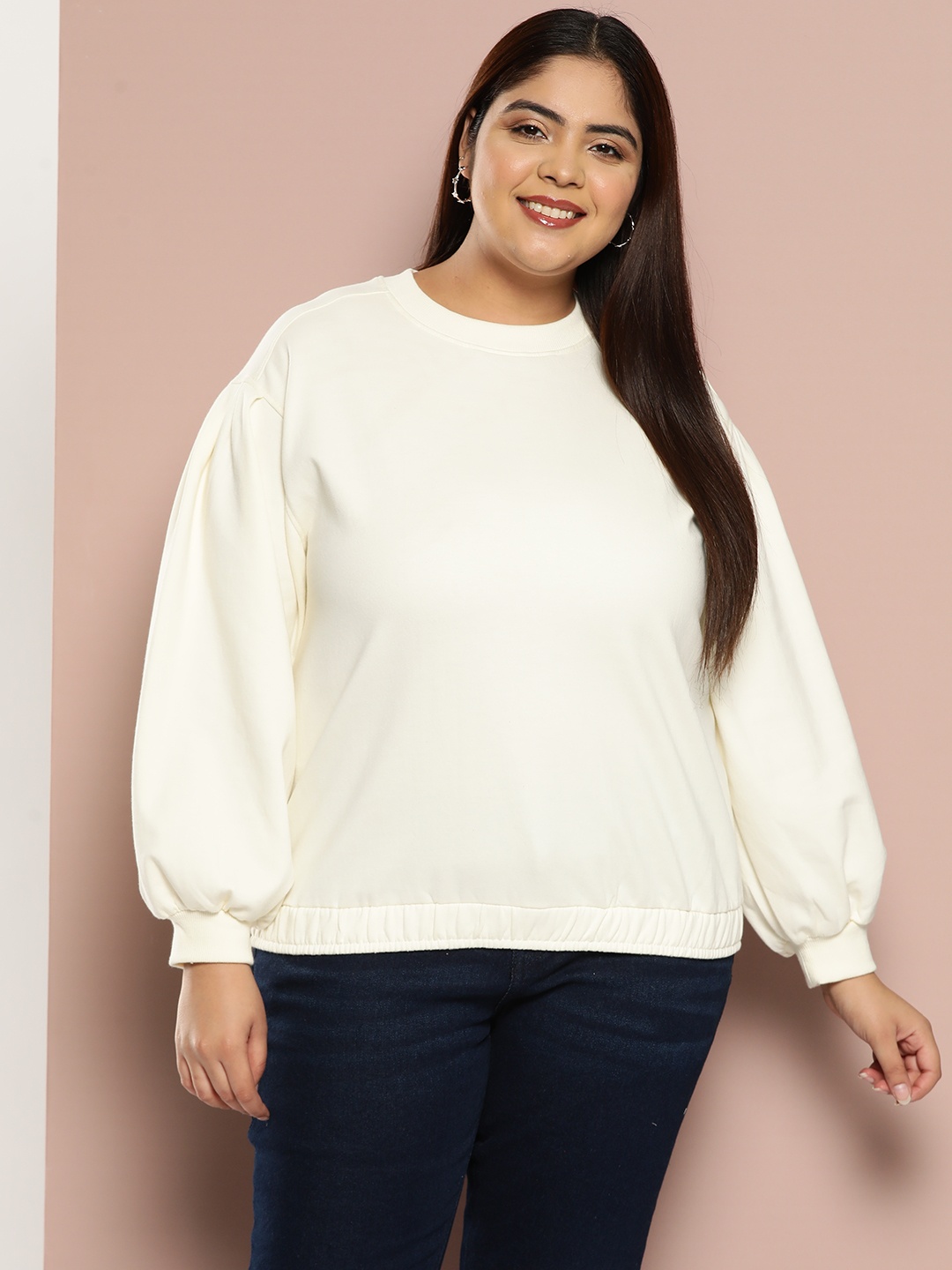 

Sztori Plus Size Pullover Sweatshirt, Off white