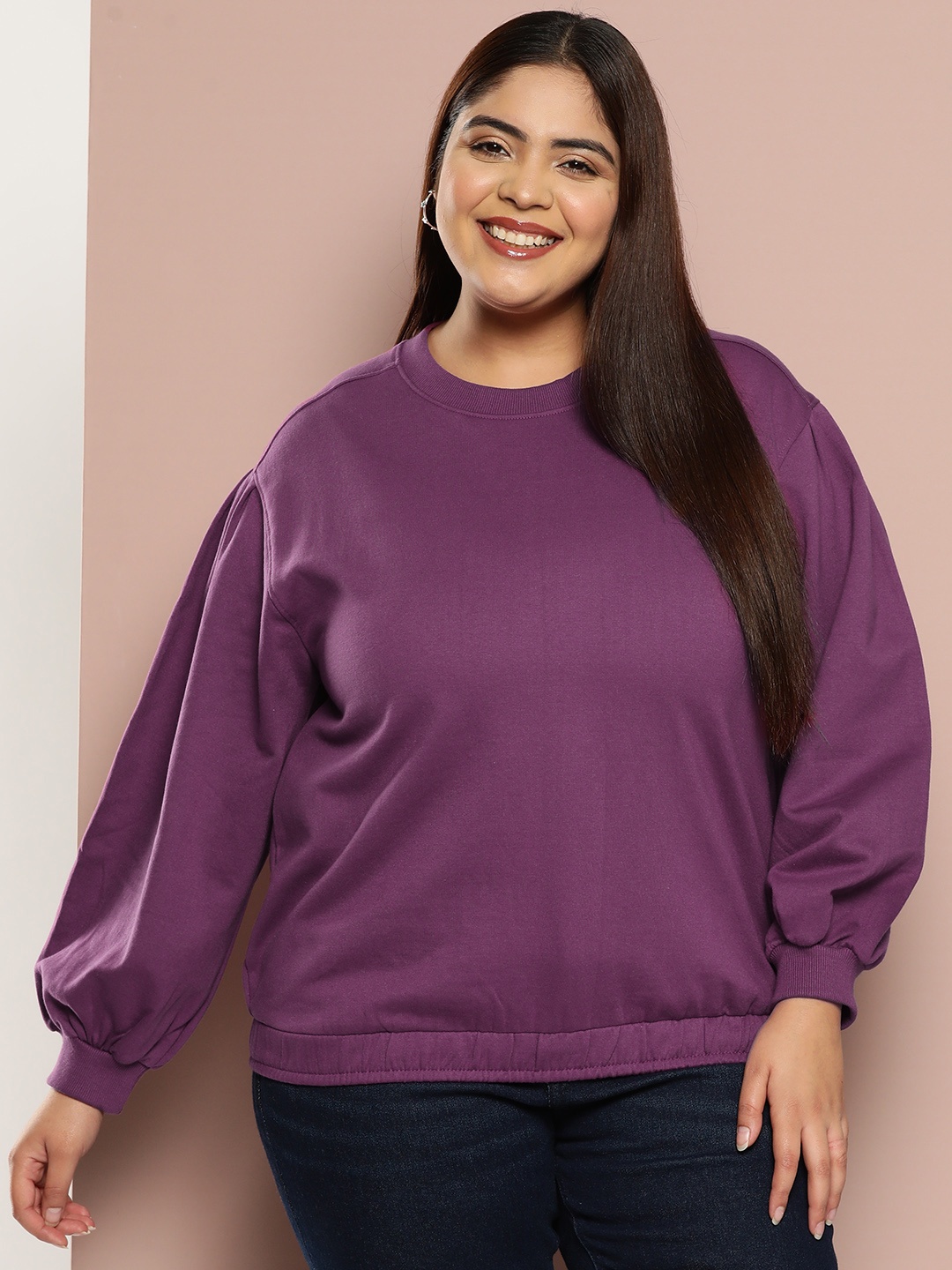 

Sztori Plus Size Pullover Sweatshirt, Purple