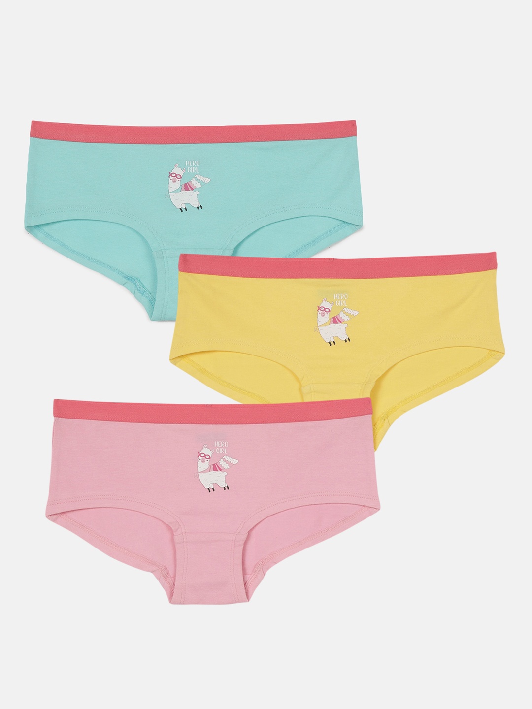 

mackly Girls Pack Of 3 Printed Cotton Hipster Briefs, Yellow
