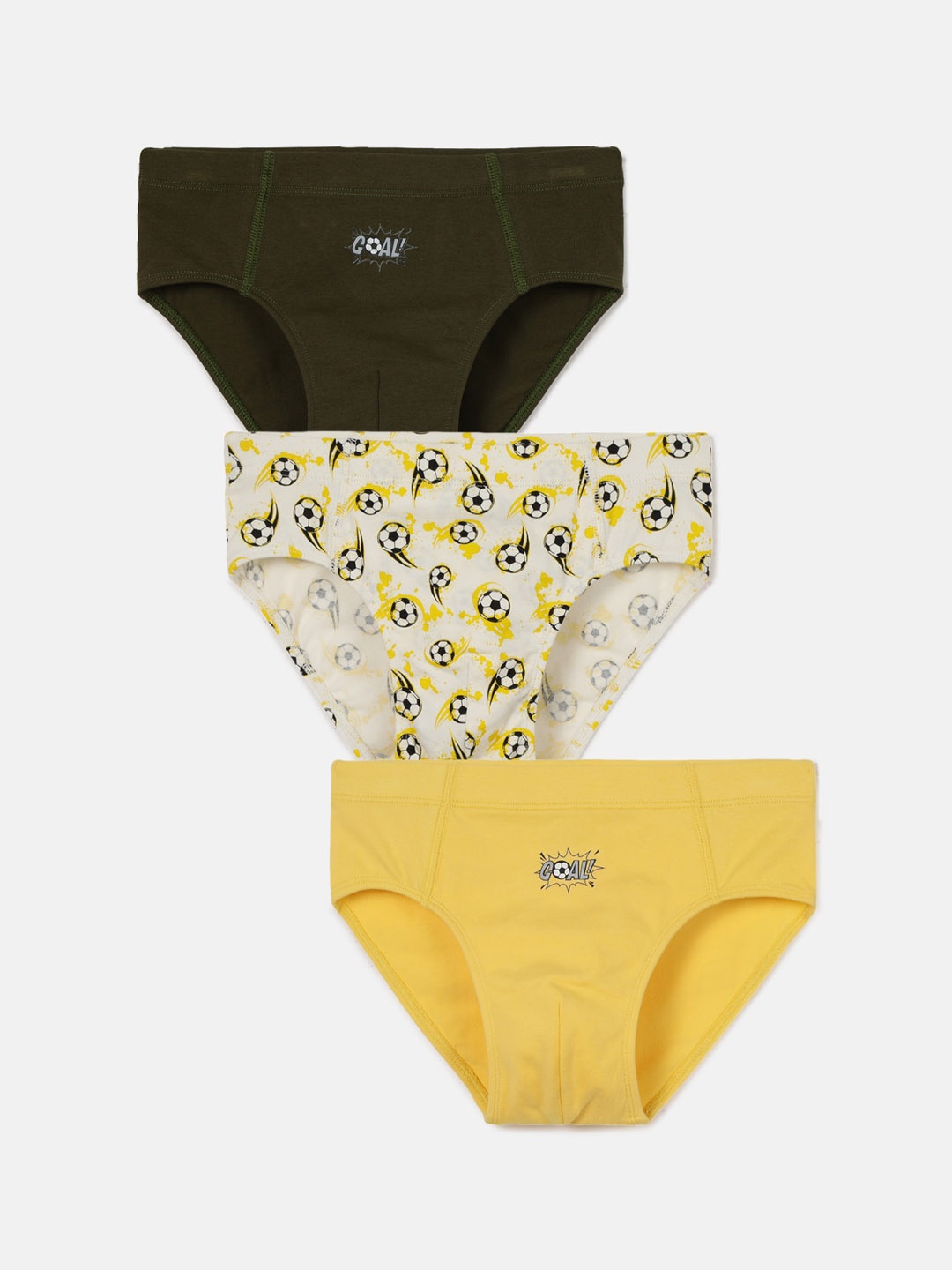 

mackly Boys Pack Of 3 Mid-Rise Seamless Briefs, Yellow