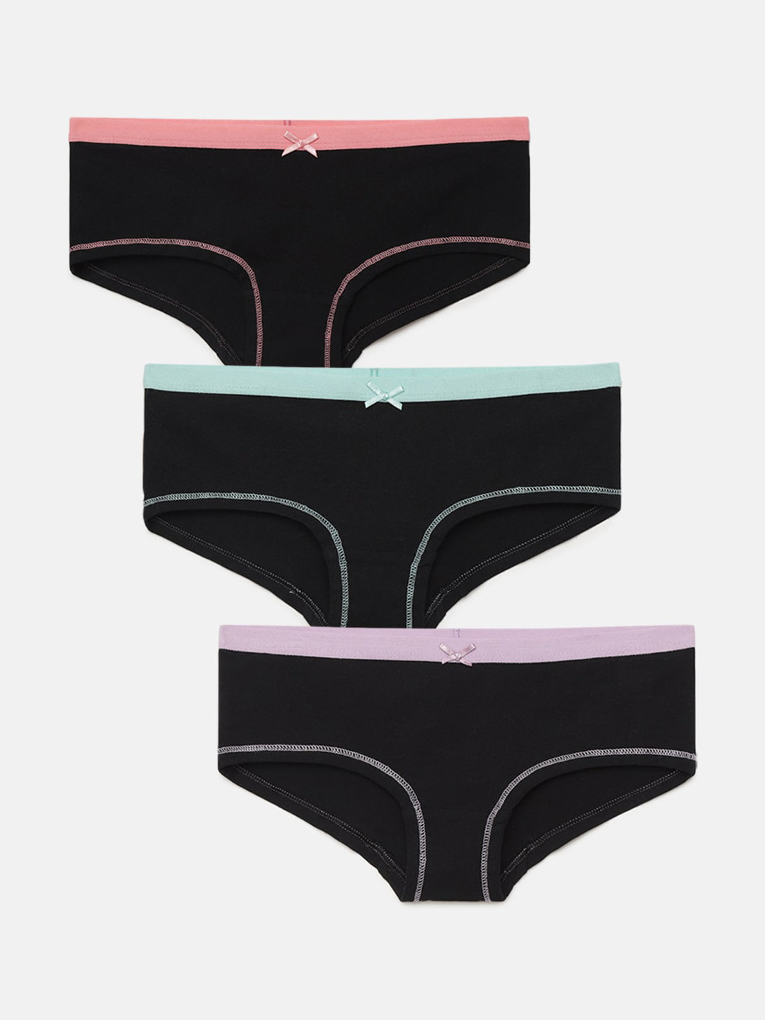 

mackly Girls Pack Of 3 Mid-Rise Hipster Briefs, Black