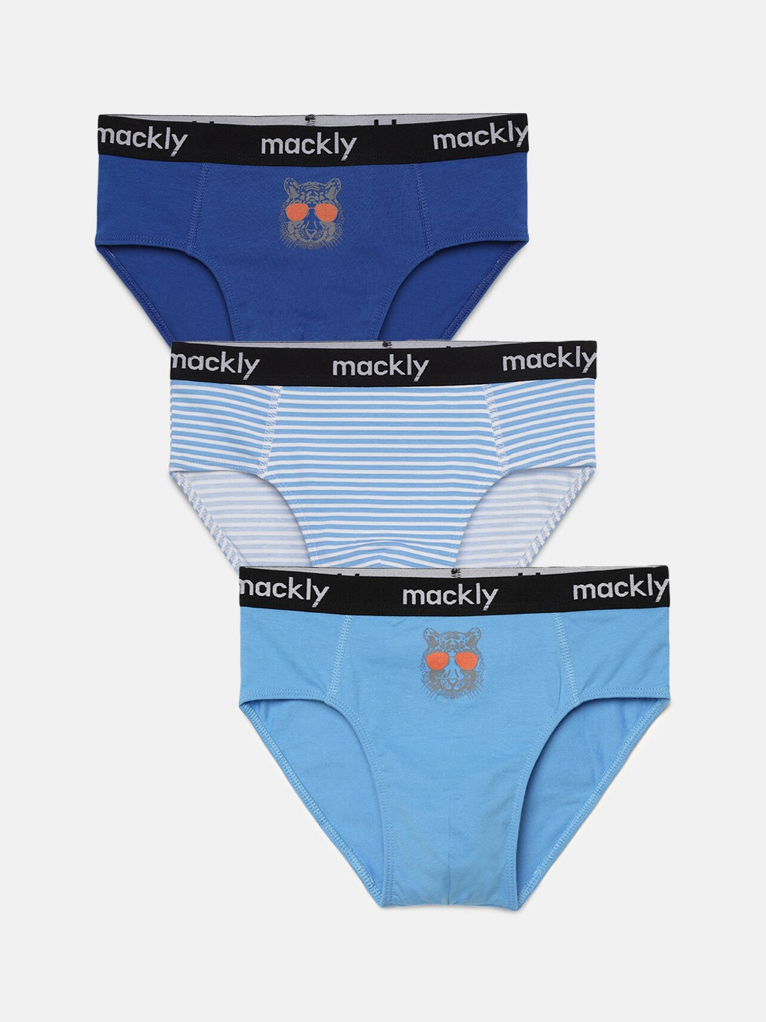 

mackly Boys Pack Of 3 Mid-Rise Basic Briefs, Navy blue