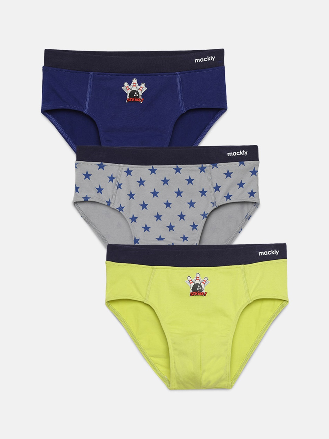 

mackly Boys Pack Of 3 Mid-Rise Cotton Basic Briefs, Grey