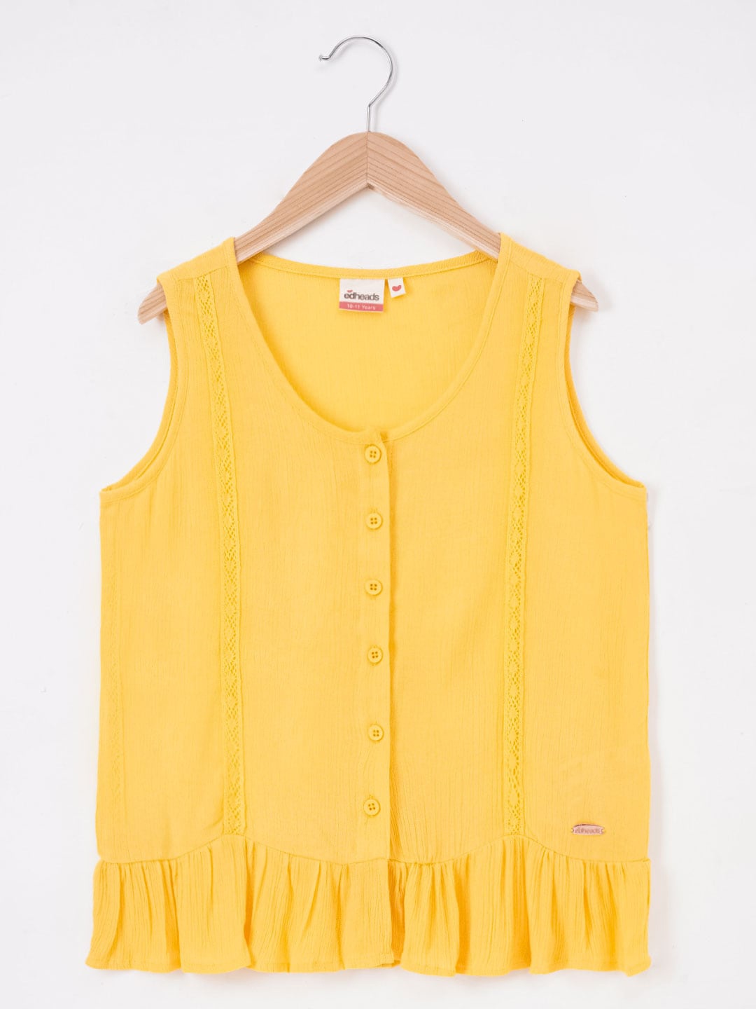 

edheads Girls Sleeveless Ruffles Shirt Style Top, Yellow