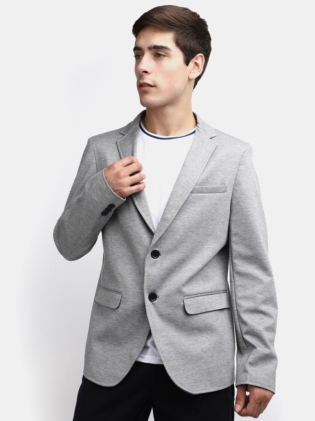 

V-Mart Men Single-Breasted Casual Blazer, Grey