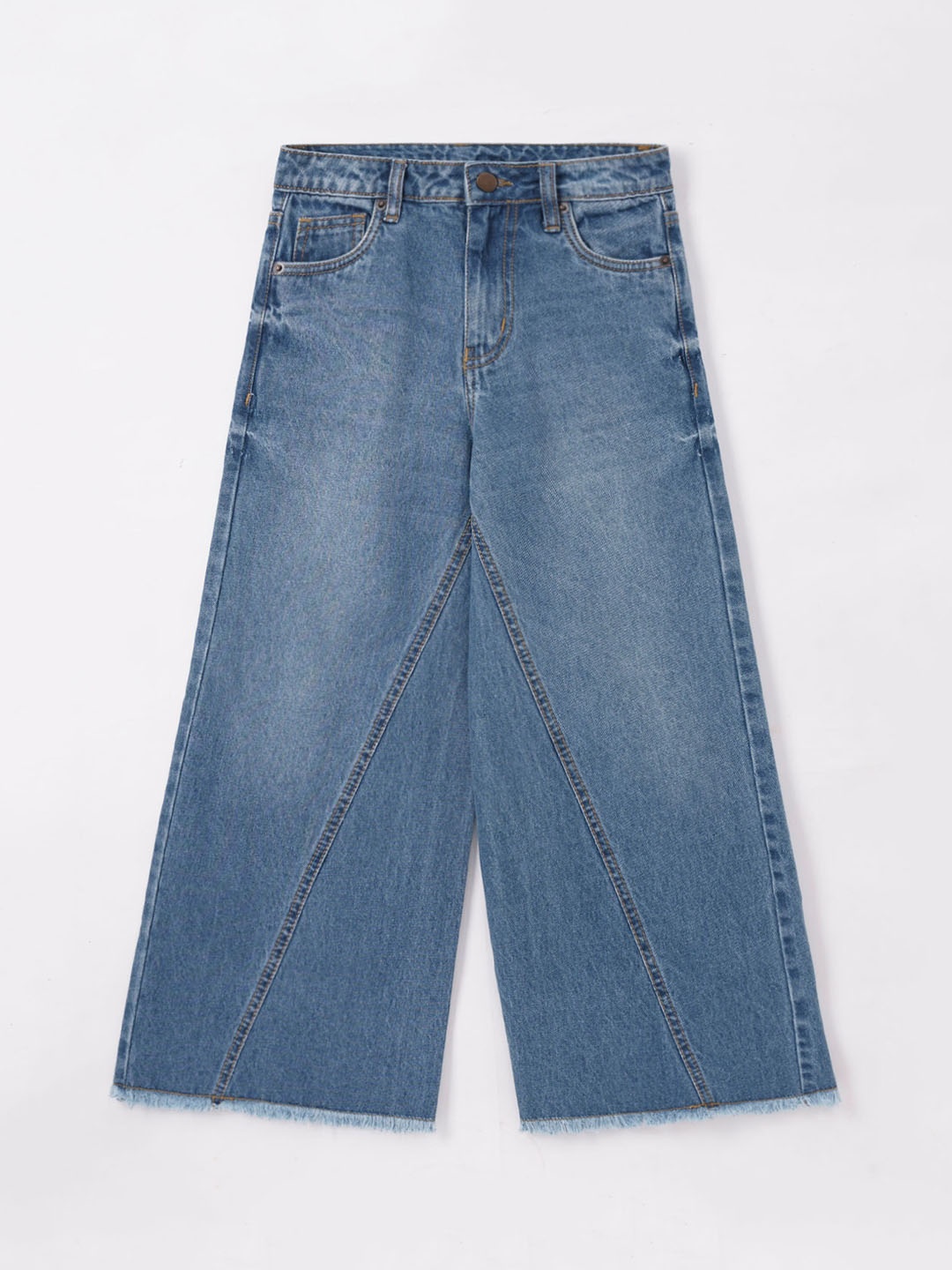 

edheads Girls Mid-Rise Wide Leg Heavy Fade Clean Look Stretchable Jeans, Blue