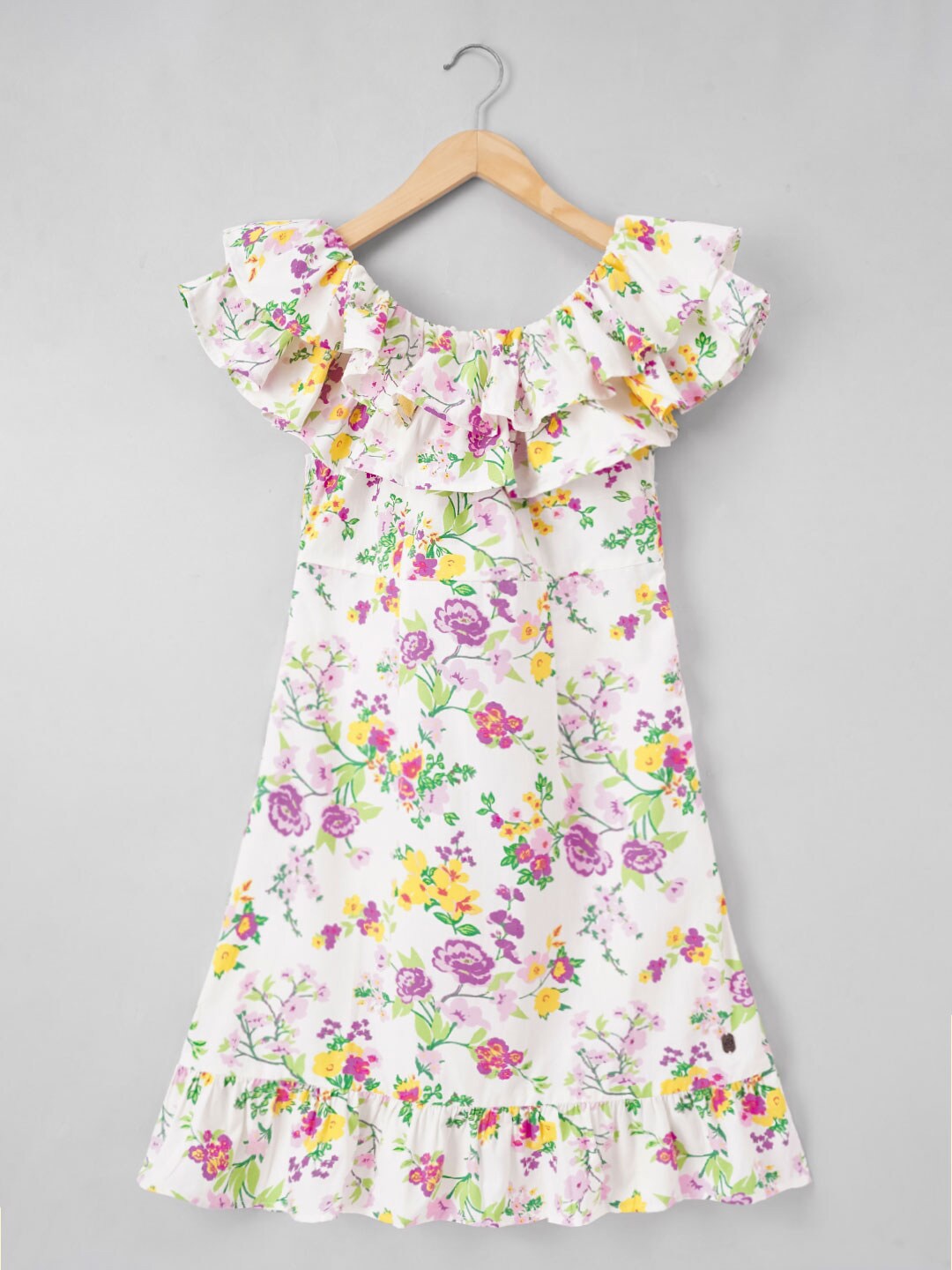 

edheads Girls Floral Print Flutter Sleeve A-Line Dress, White