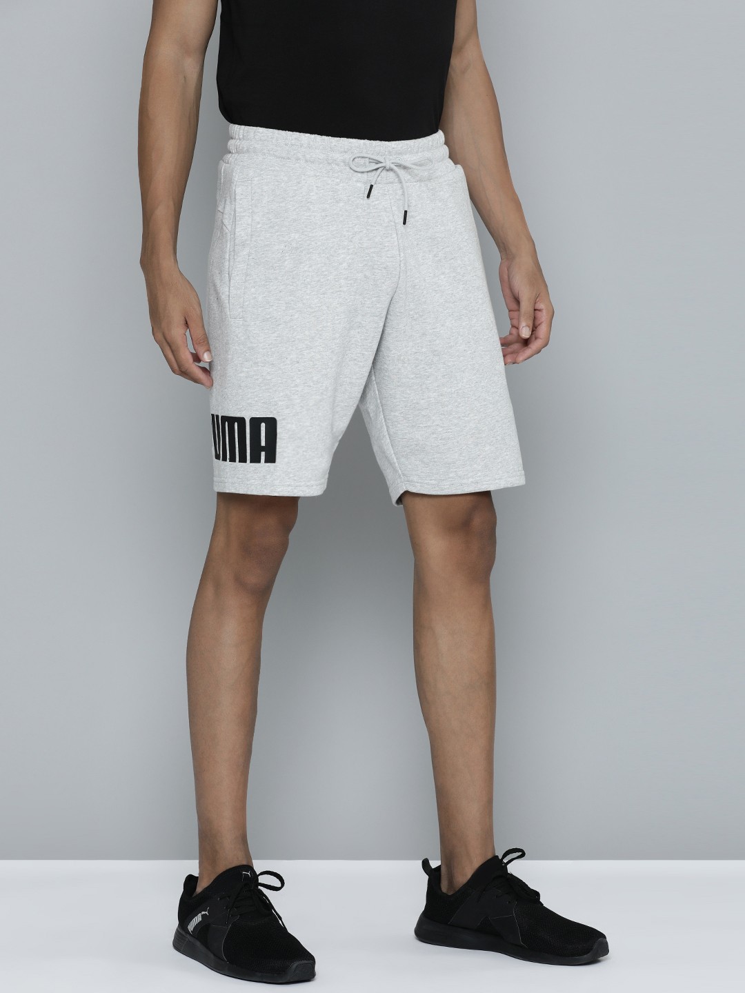 

Puma Men POWER Brand Logo Printed Cotton Sports Shorts, Grey