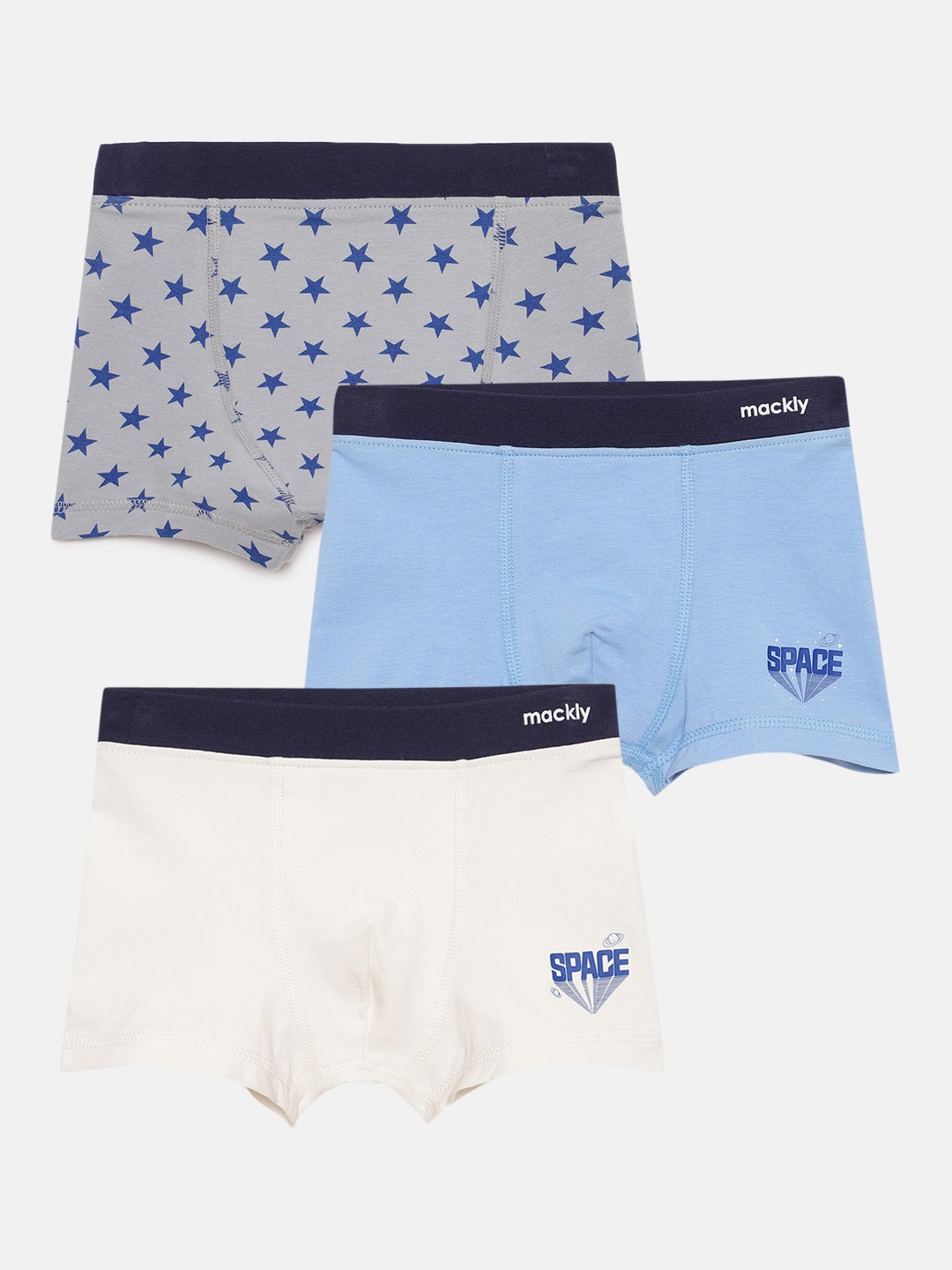 

mackly Boys Pack Of 3 Trunks, Blue