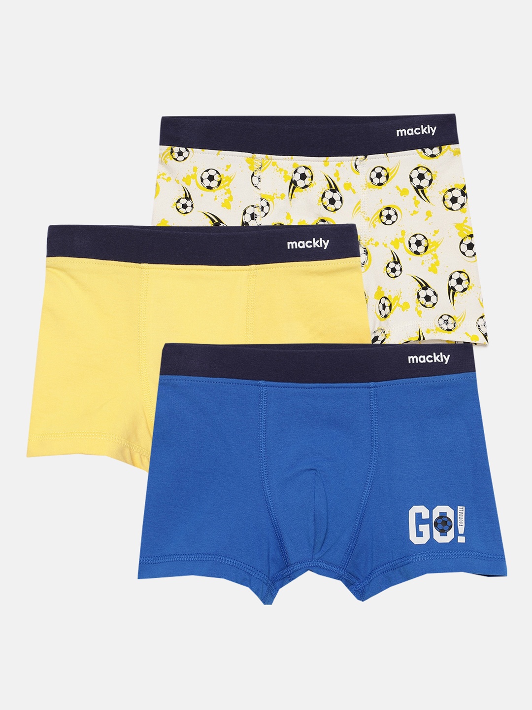 

mackly Boys Pack of 3 Printed Trunks MB-587, Off white