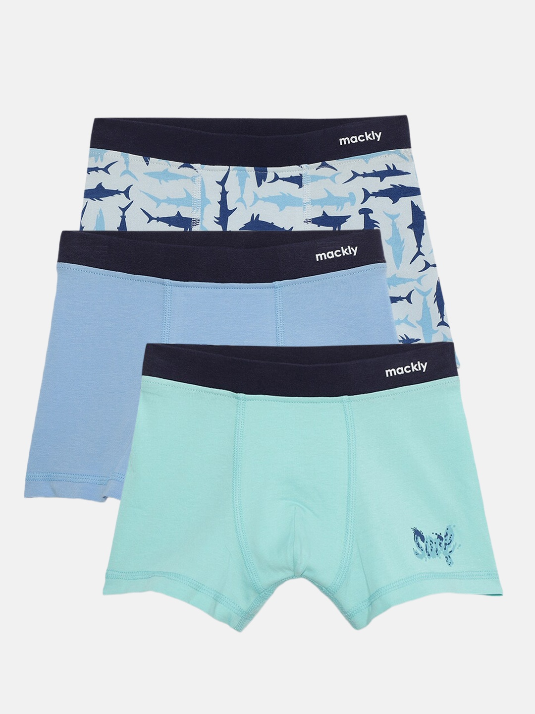 

mackly Boys Pack of 3 Printed Trunks MB-582, Blue