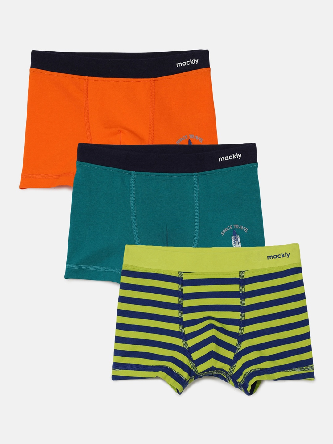 

mackly Boys Pack of 3 Printed Trunks MB-584, Orange