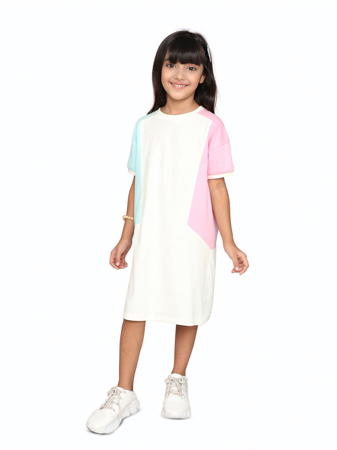 

Little Angels Girls Cotton T-shirt Dress, Cream