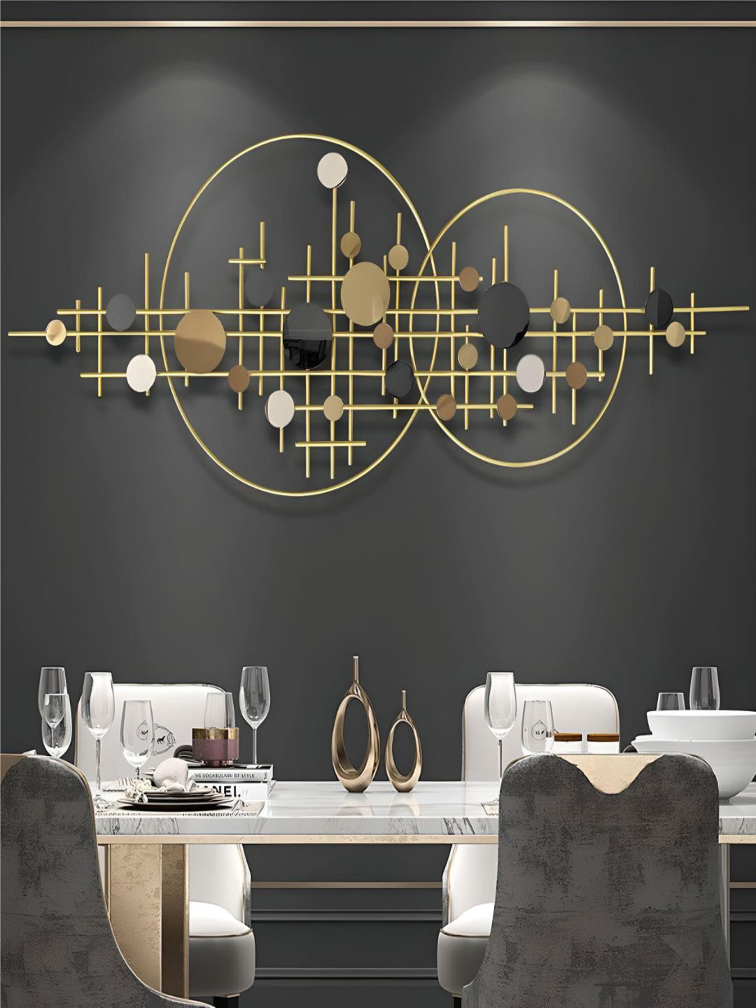 

The Art House Gold Toned & Black Textured Metal Floral Wall Decor