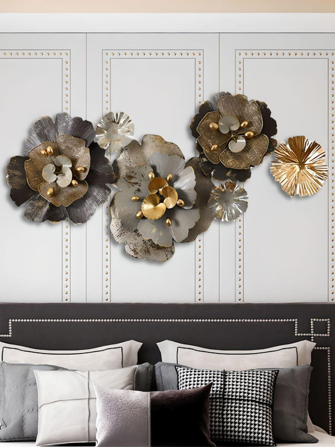 

The Art House Brown & Grey Textured Metal Floral Wall Decor