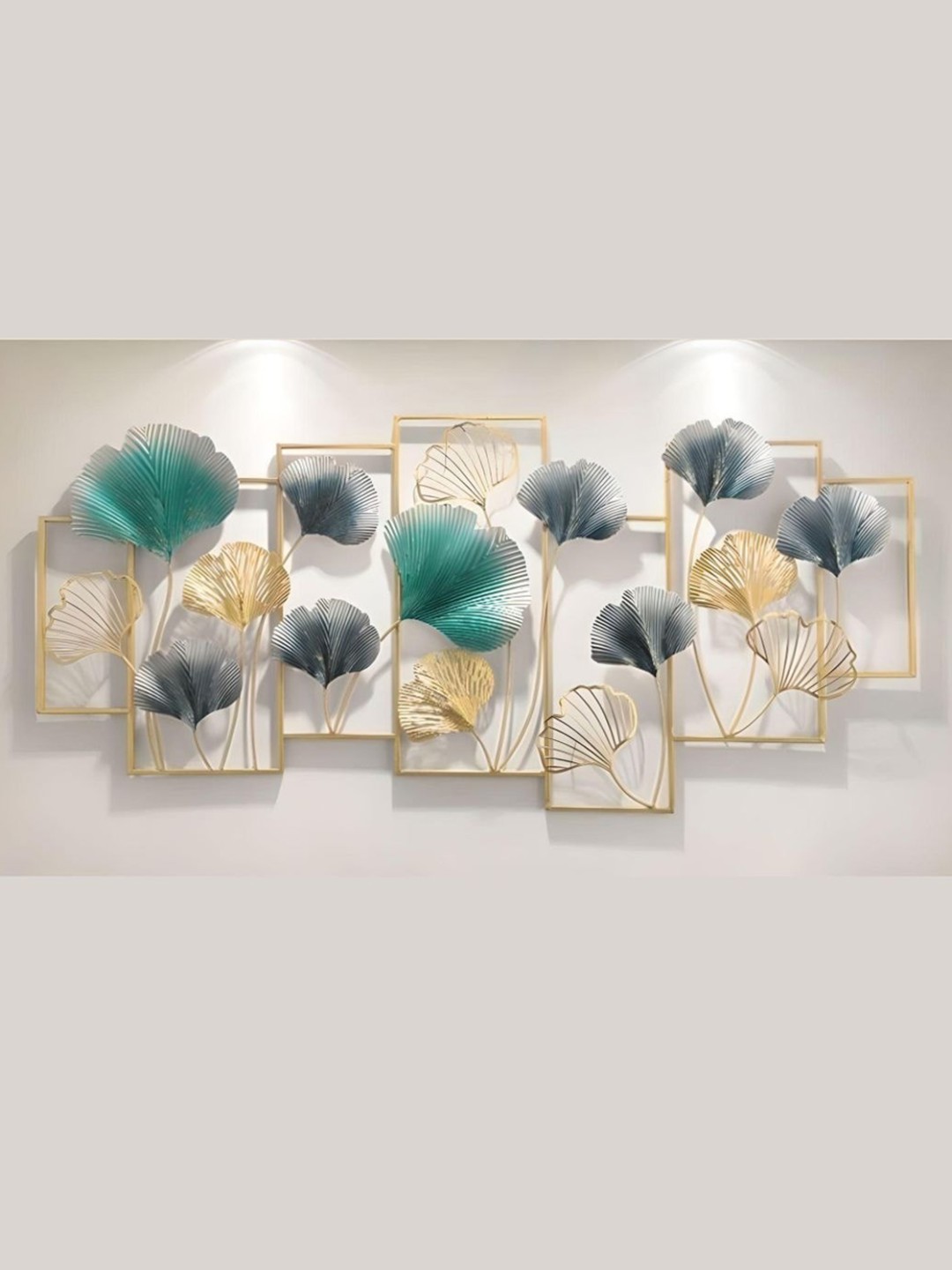 

The Art House Grey & Turquoise Blue Textured Metal Wall Decor, Gold