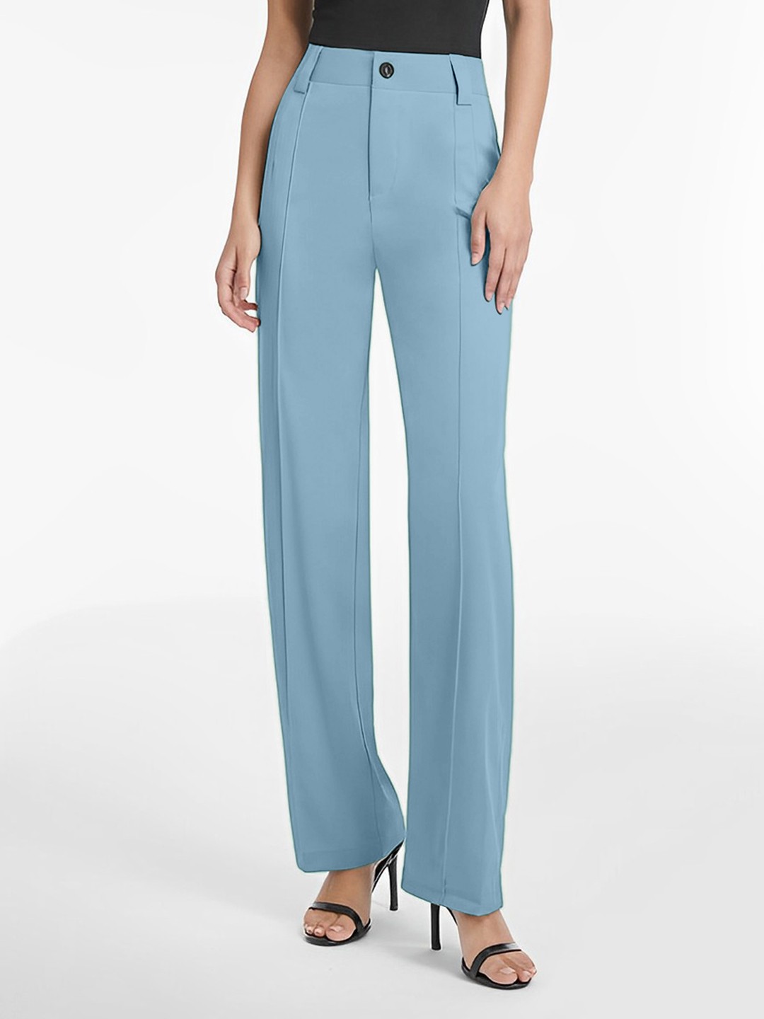 

Selvia Women Mid-Rise Easy Wash Lycra Culottes Trousers, Blue