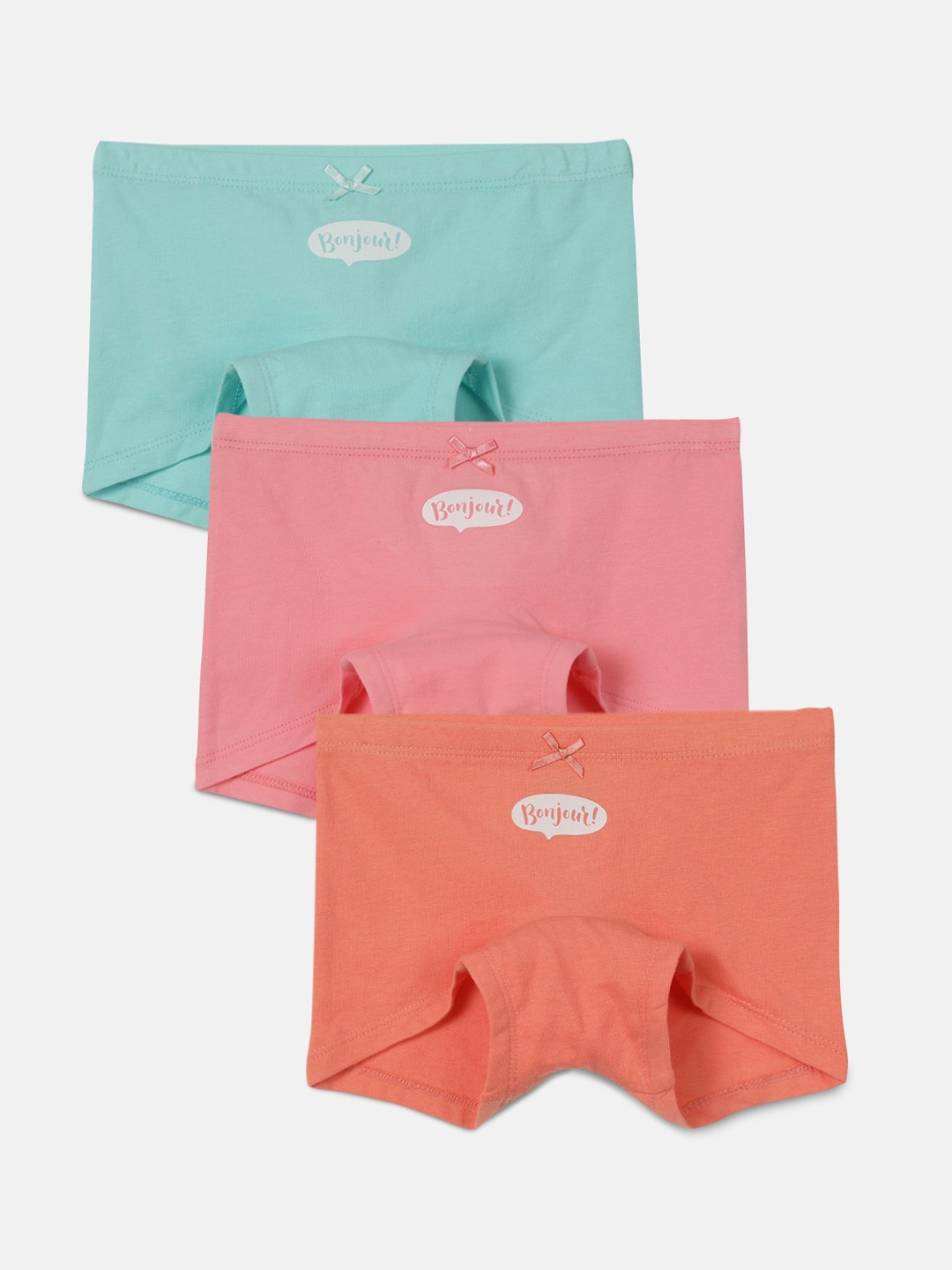 

mackly Girls Pack Of 3 Mid-Rise Cotton Boxer-Style Briefs, Green