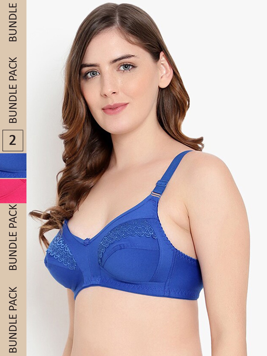 

KYODO Pack of 2 Floral All Day Comfort Full Coverage Bra, Blue