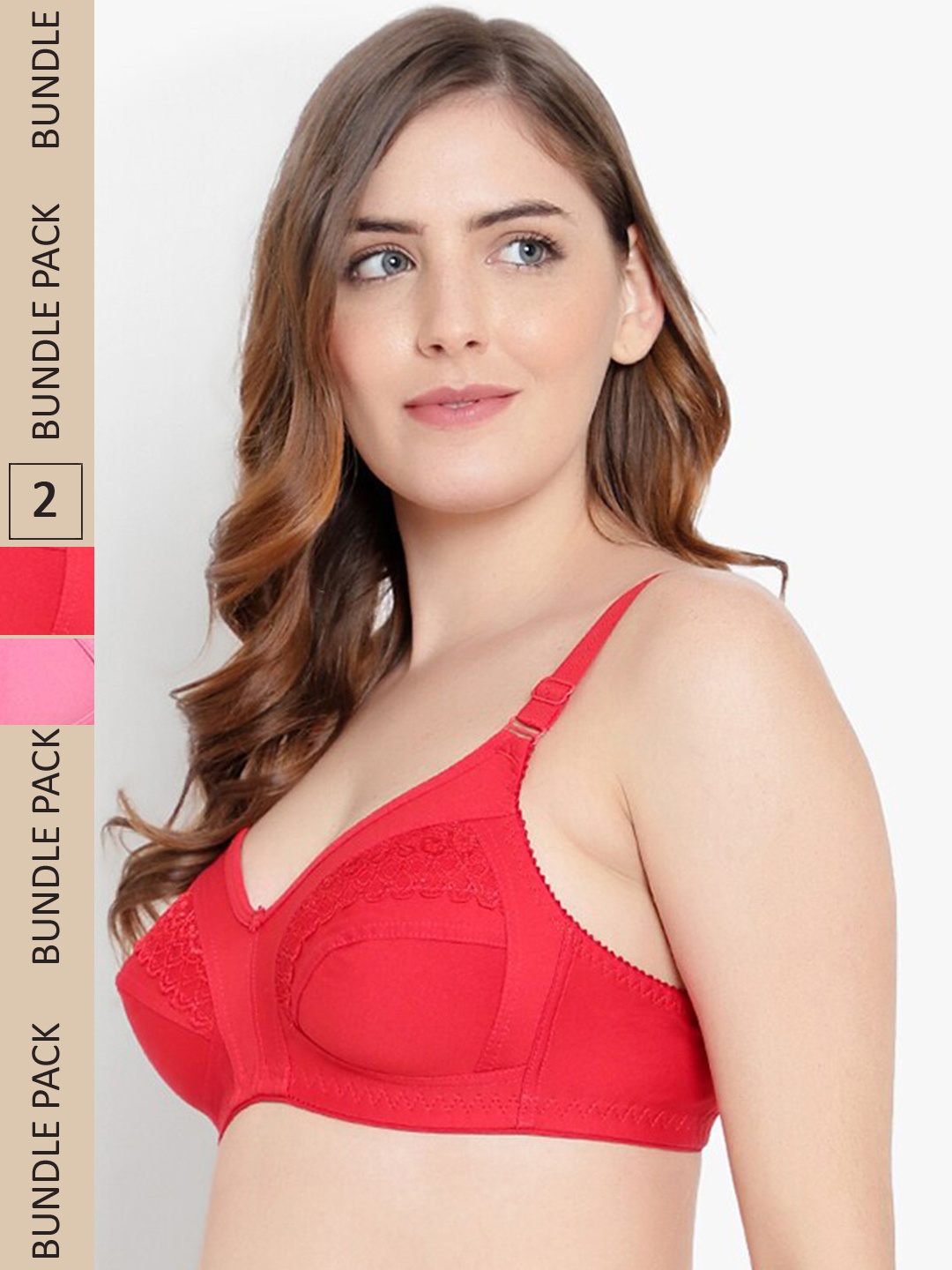 

KYODO Pack of 2 Floral All Day Comfort Full Coverage Bra, Red