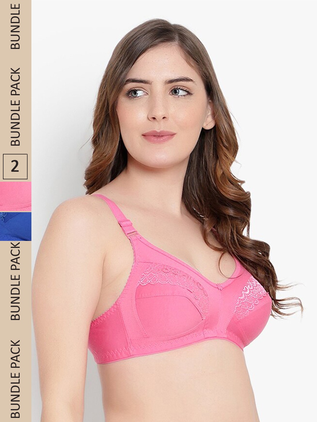 

KYODO Pack Of 2 Full Coverage All Day Comfort Non Padded Everyday Bras, Pink