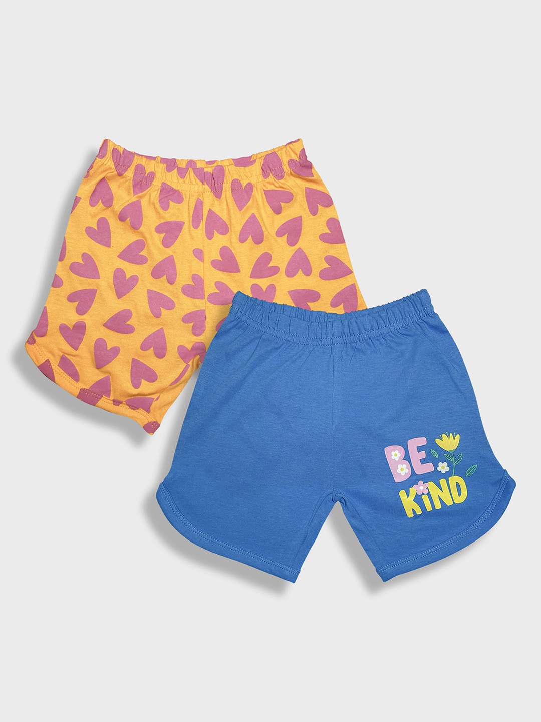 

YK Infants Girls Pack Of 2 Printed Pure Cotton Shorts, Yellow