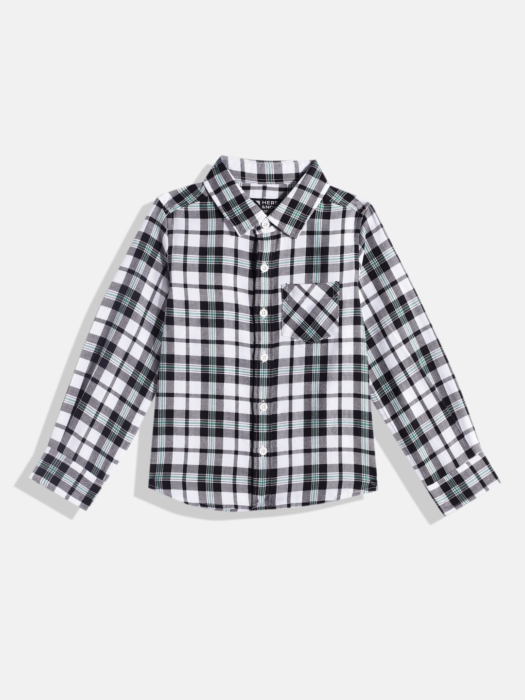 

HERE&NOW Boys Opaque Checked Casual Shirt, White